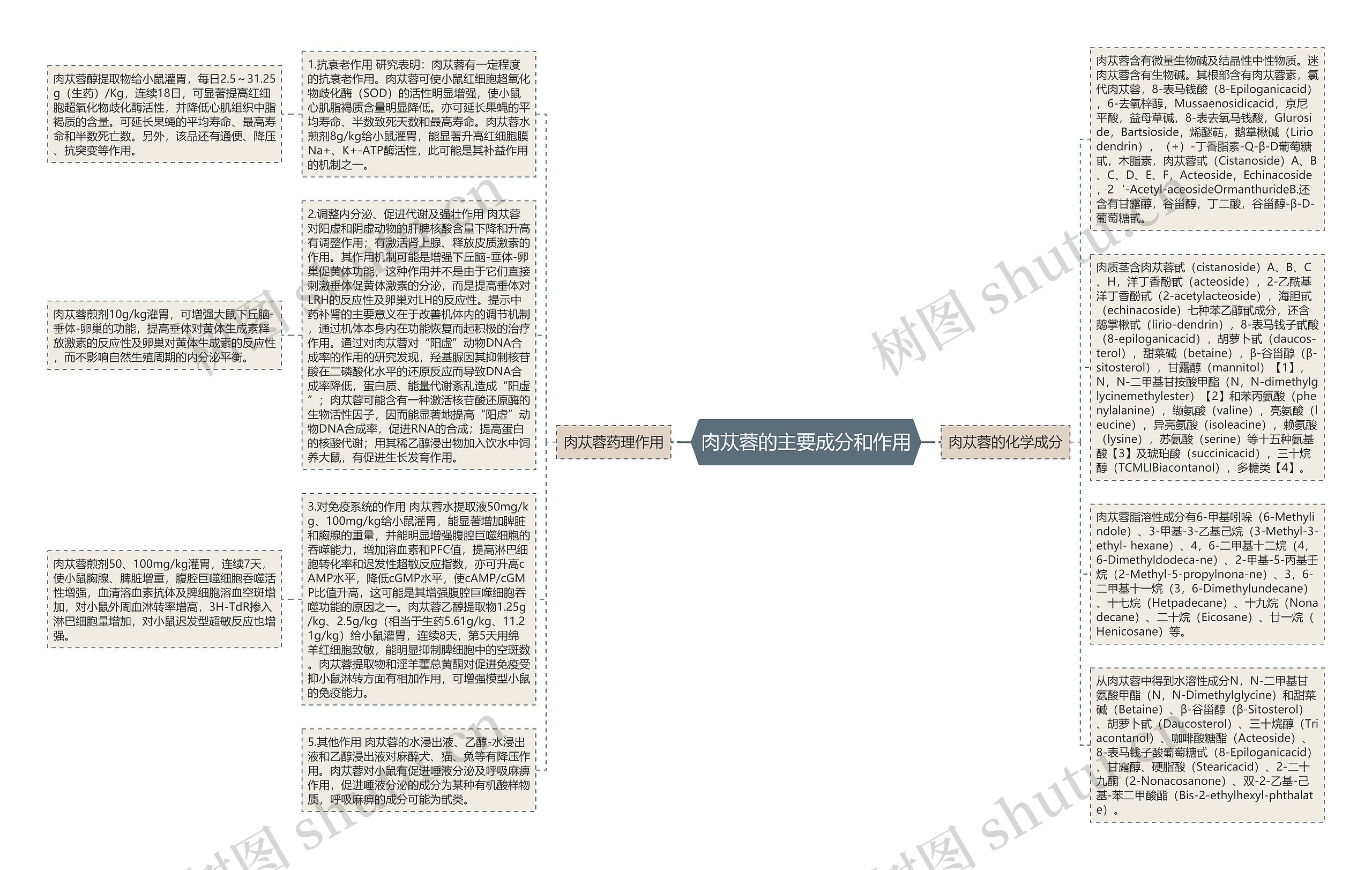 肉苁蓉的主要成分和作用思维导图