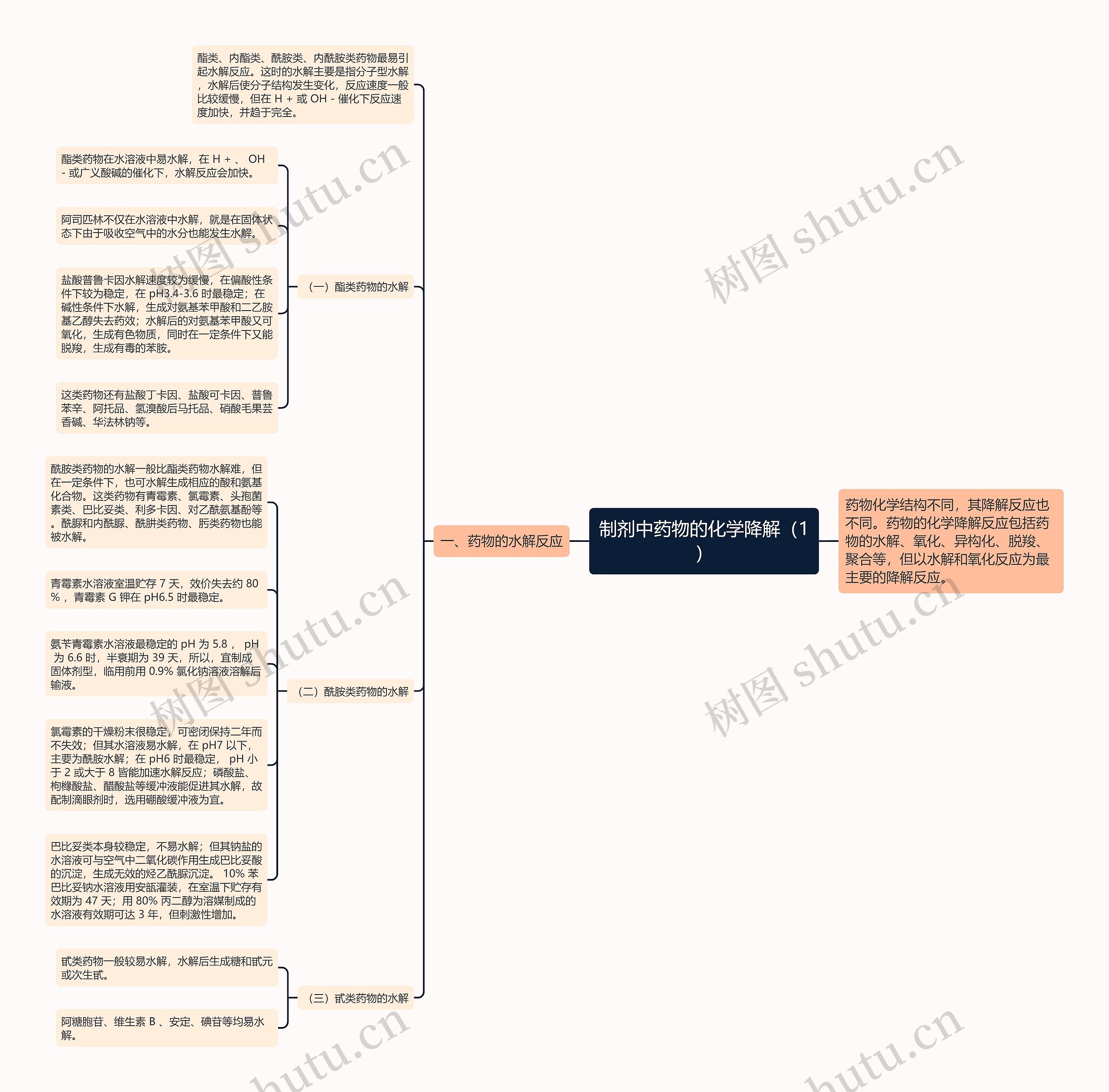 制剂中药物的化学降解（1）思维导图