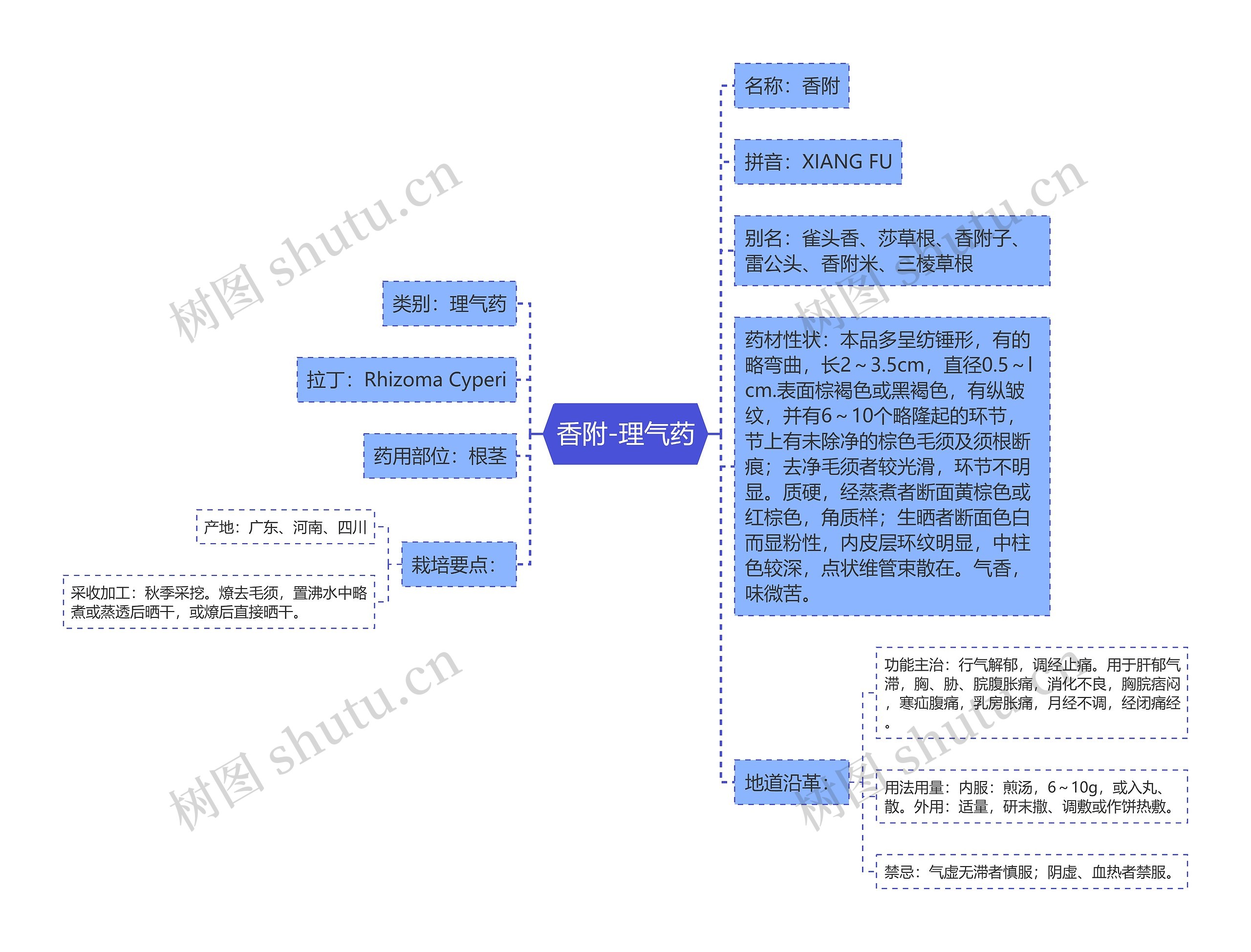 香附-理气药思维导图