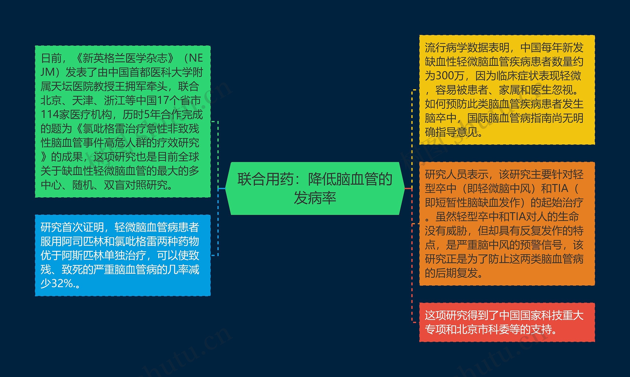 联合用药：降低脑血管的发病率思维导图