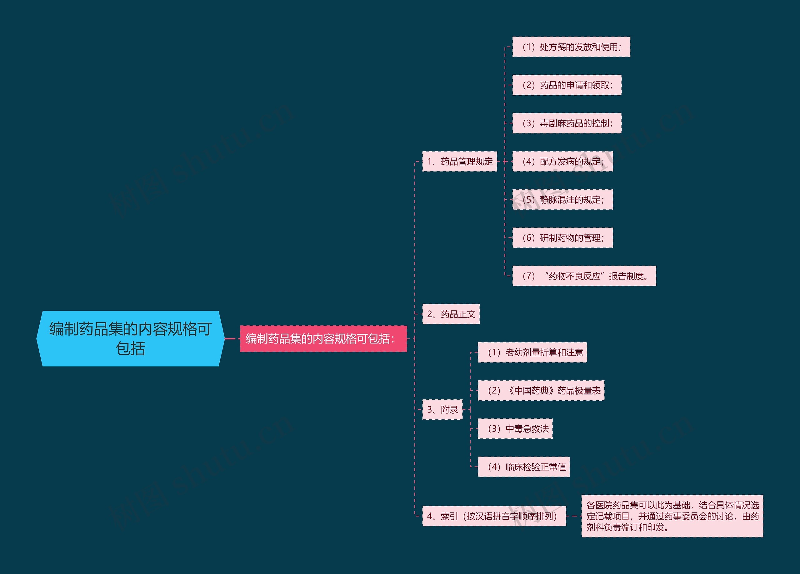 编制药品集的内容规格可包括思维导图