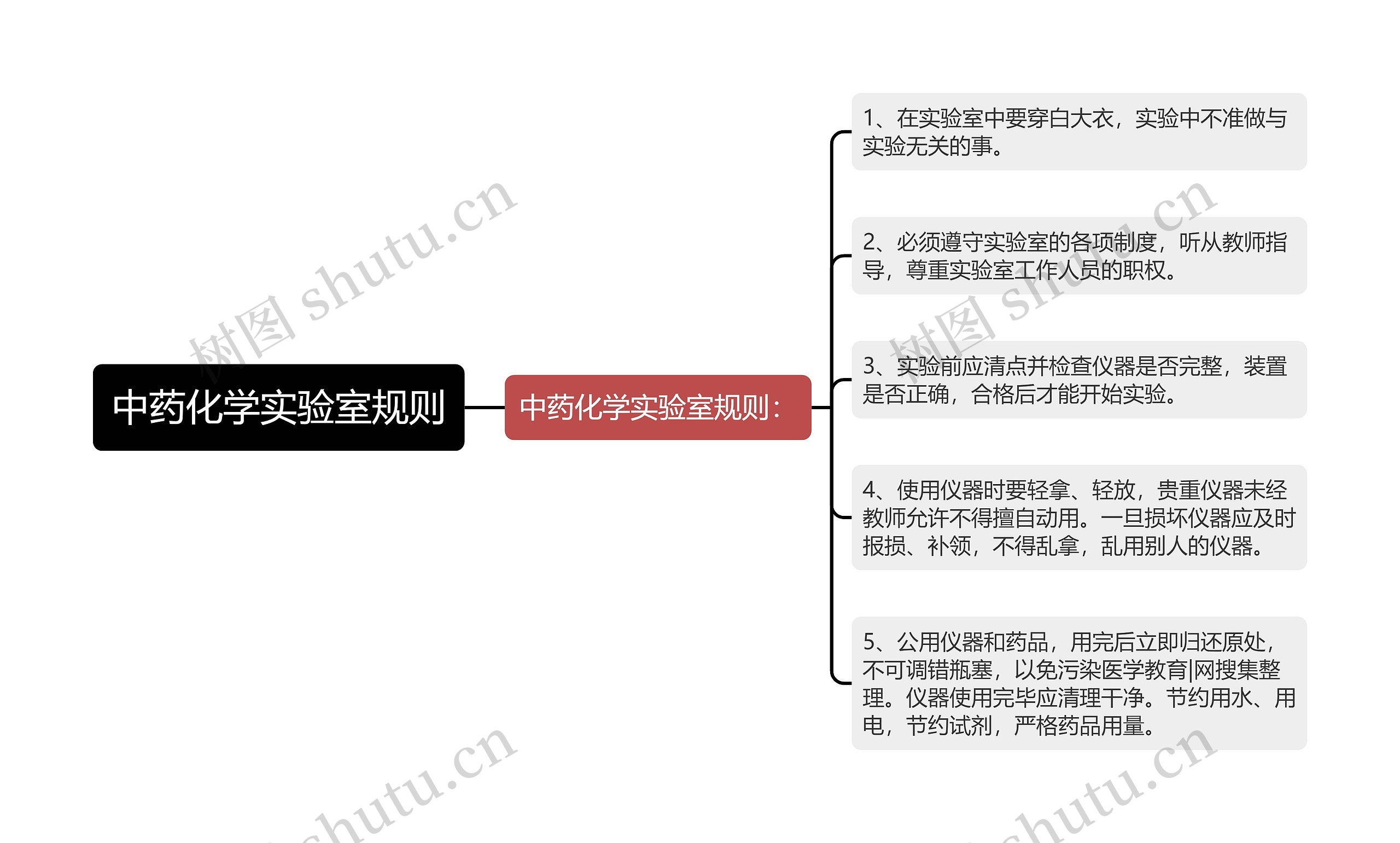 中药化学实验室规则思维导图