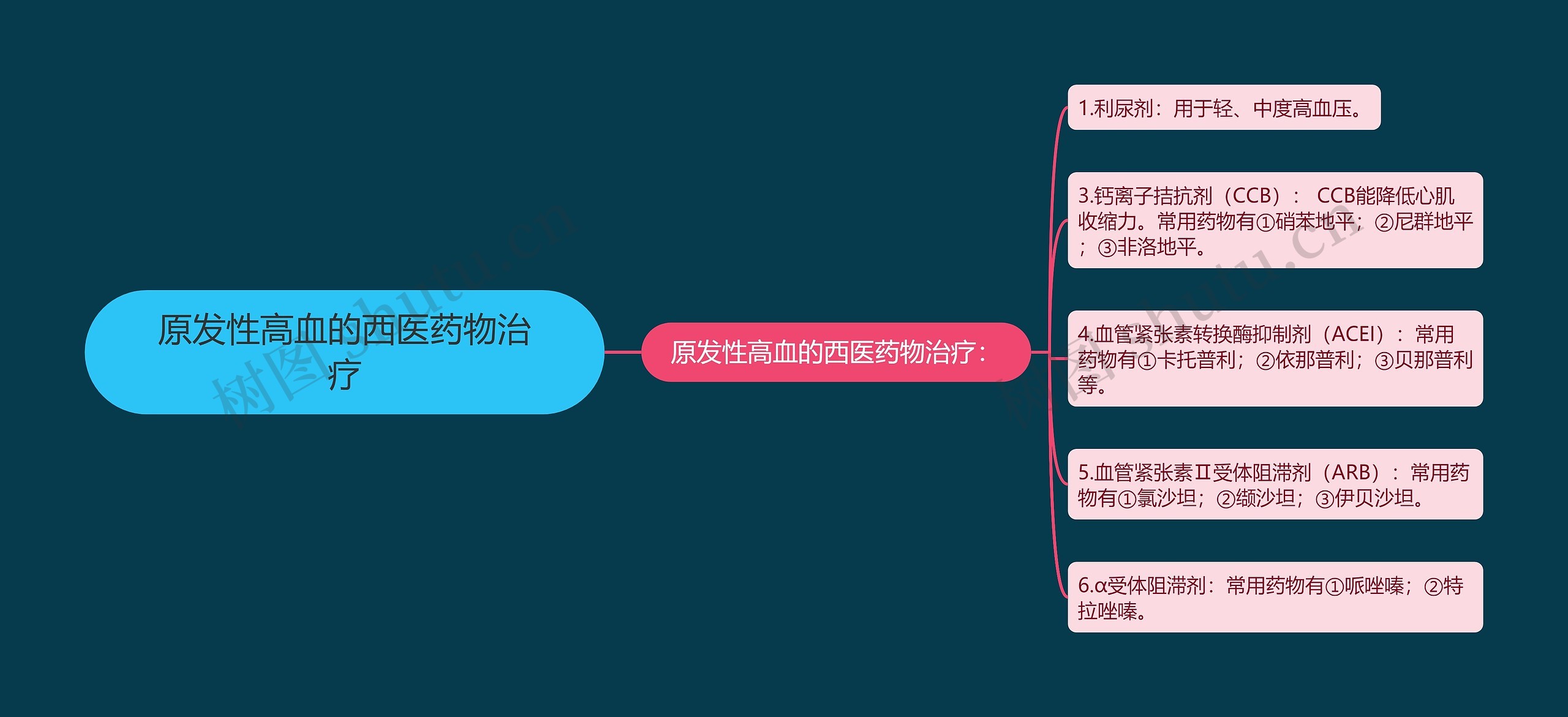 原发性高血的西医药物治疗思维导图