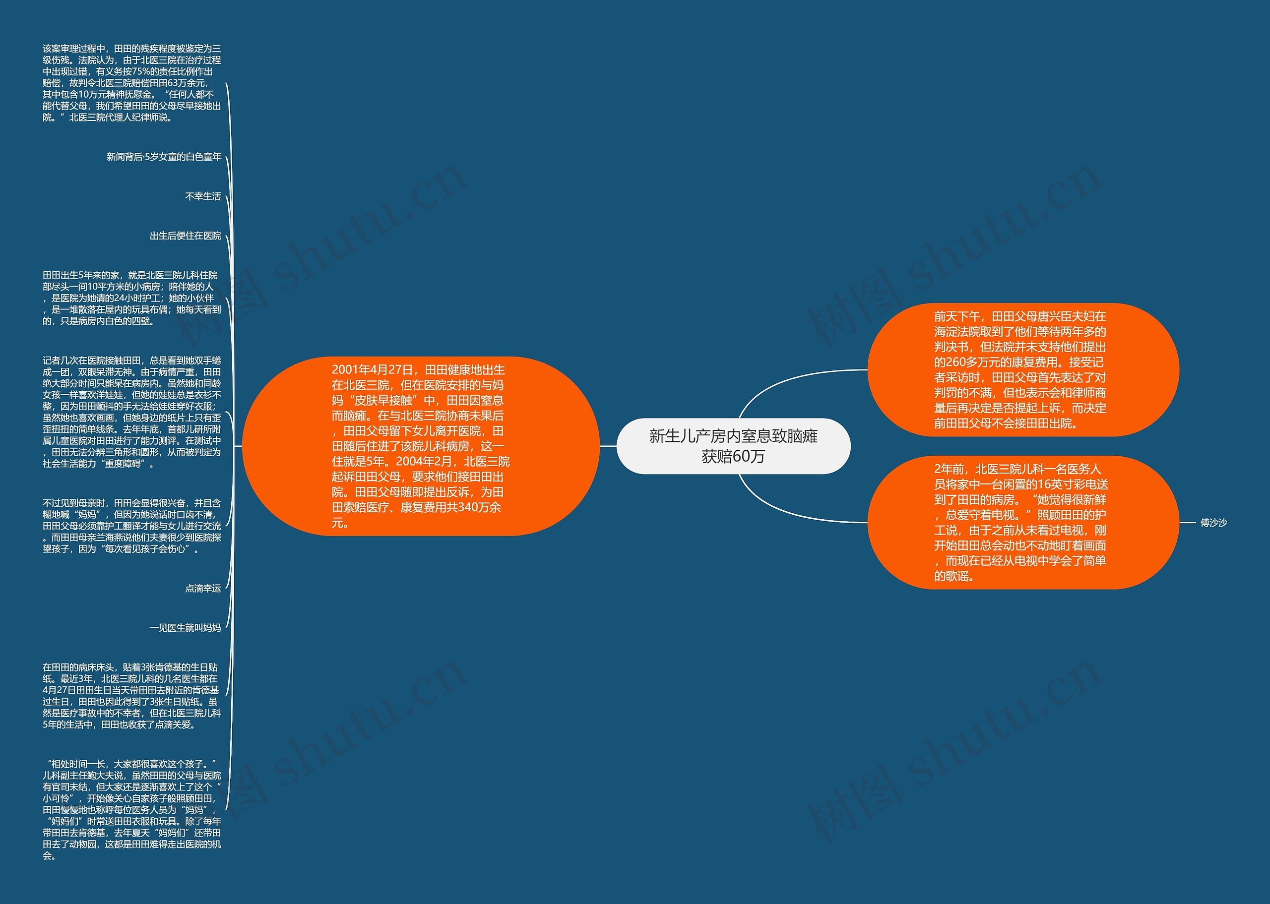新生儿产房内窒息致脑瘫获赔60万思维导图