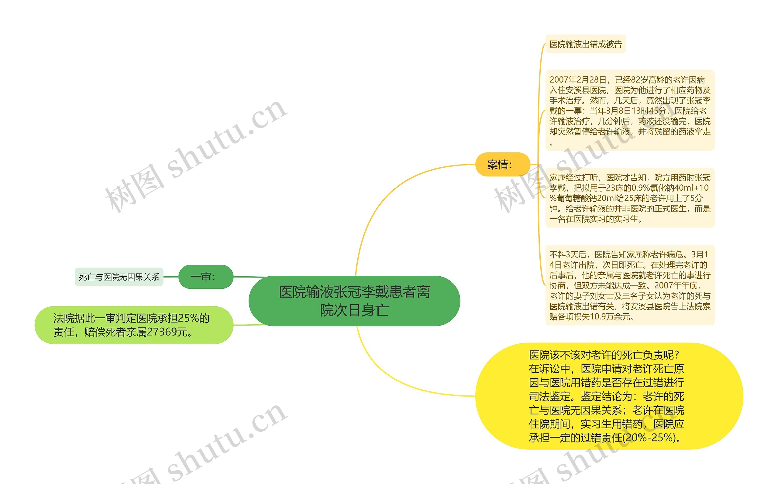 医院输液张冠李戴患者离院次日身亡思维导图