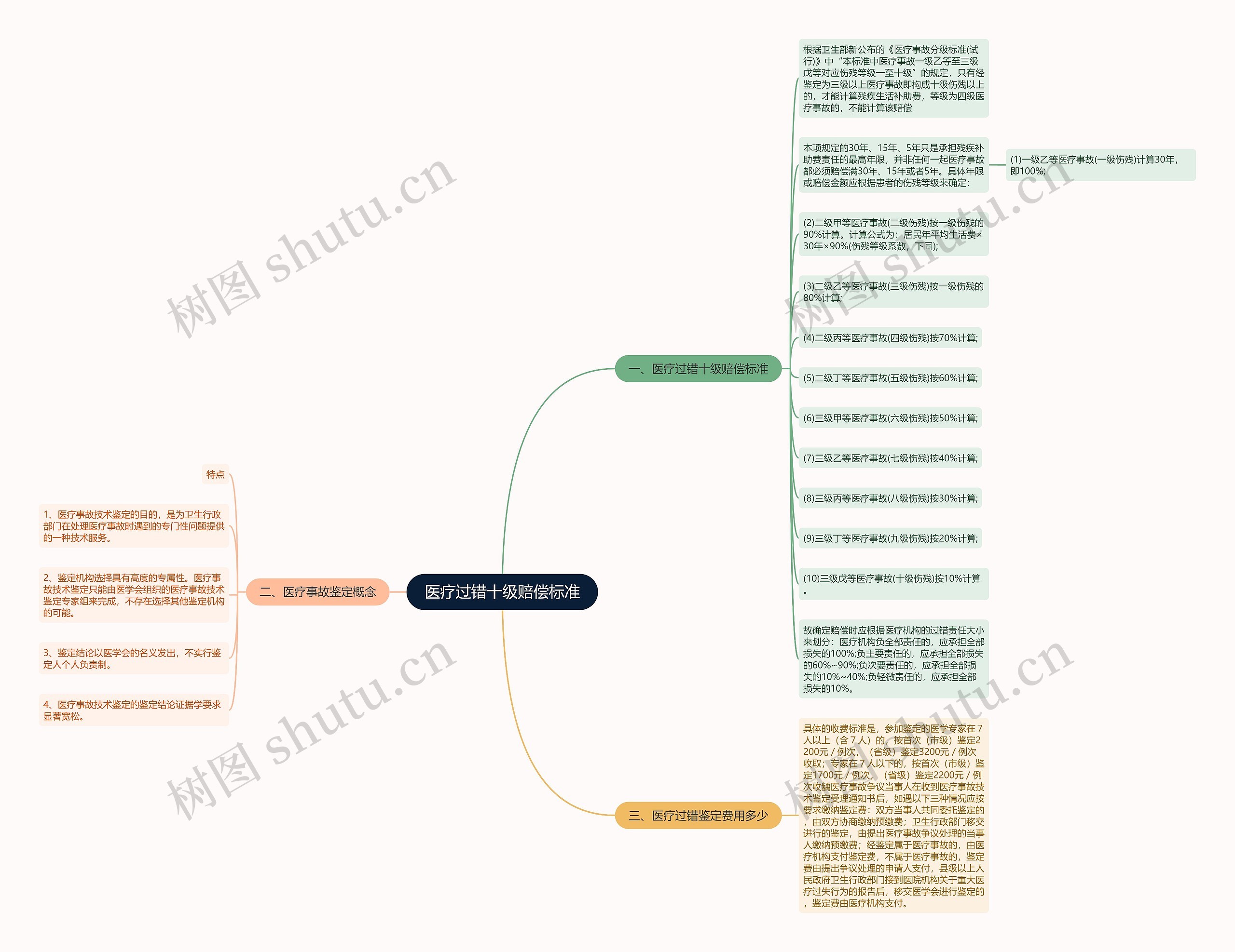 医疗过错十级赔偿标准思维导图