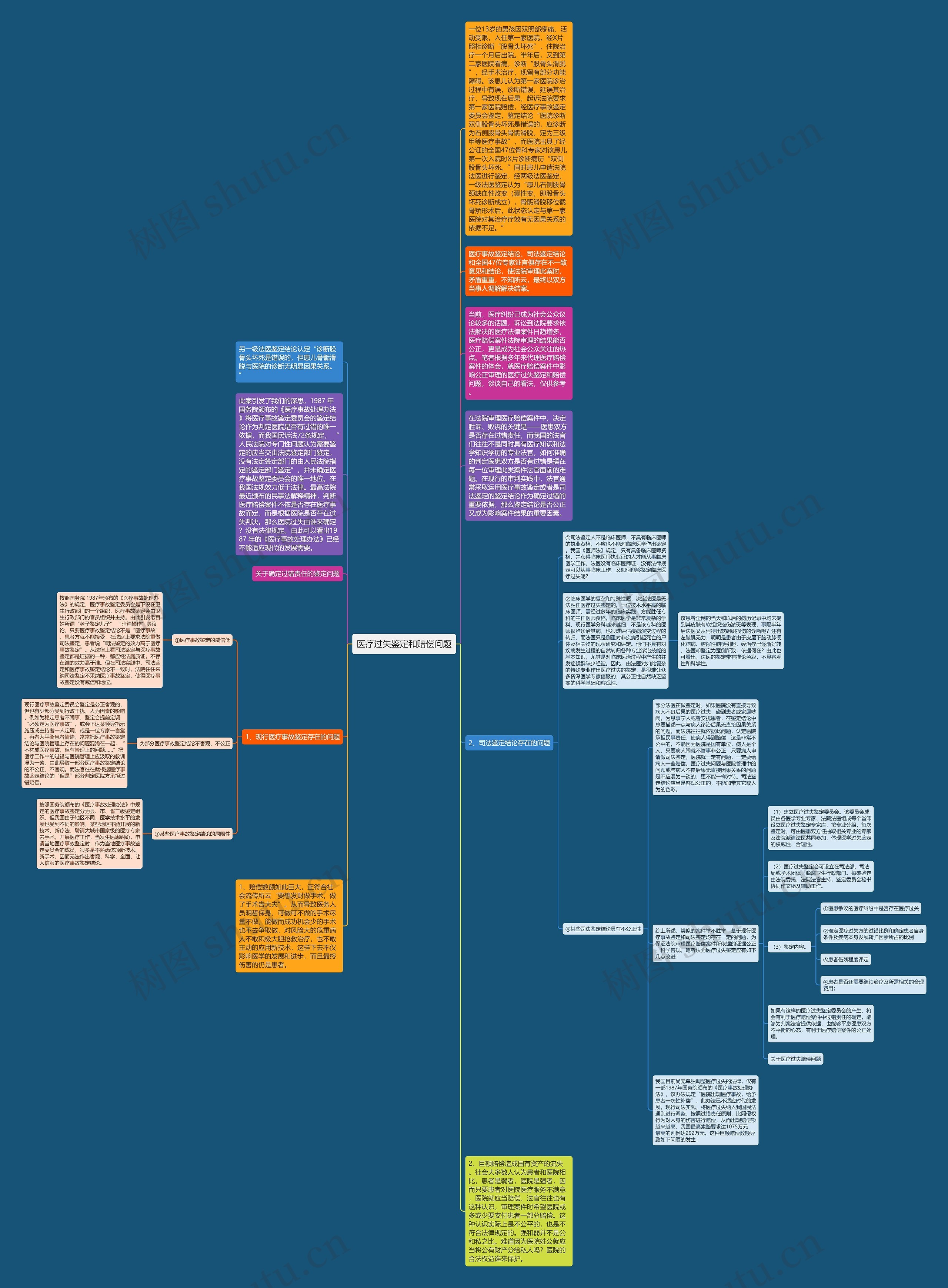 医疗过失鉴定和赔偿问题思维导图