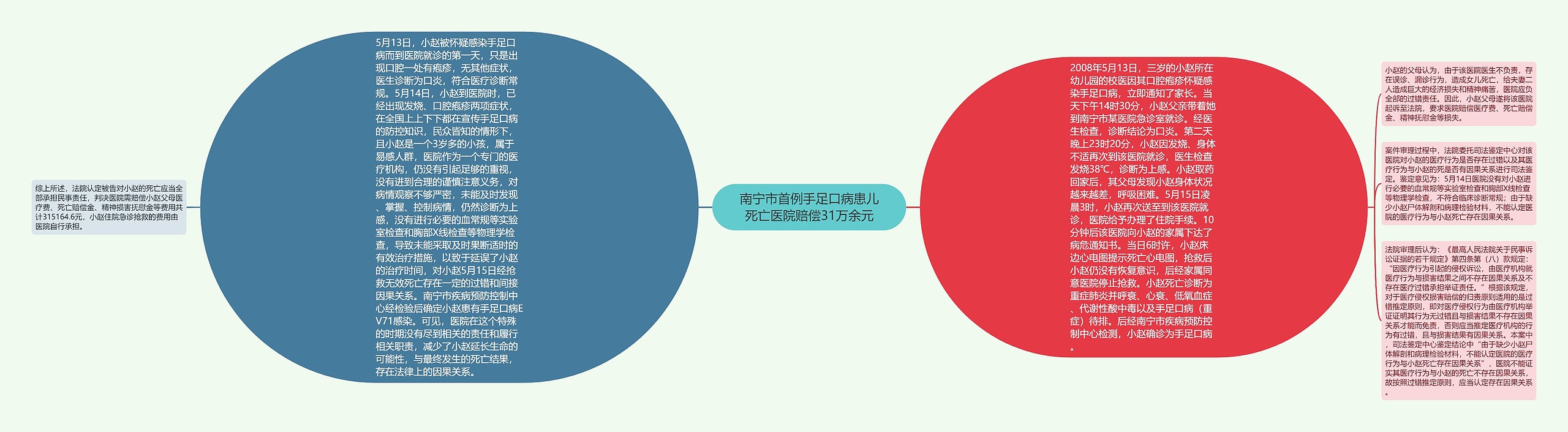 南宁市首例手足口病患儿死亡医院赔偿31万余元思维导图