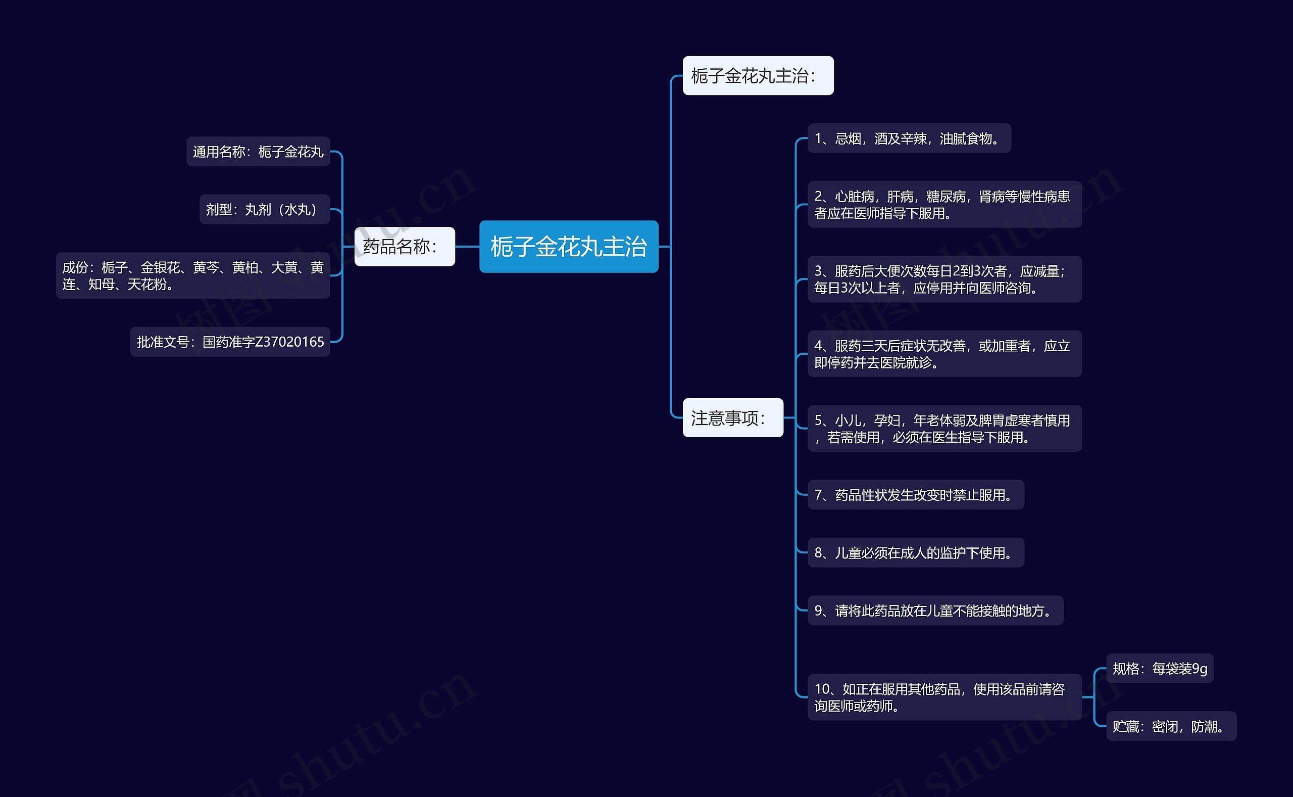 栀子金花丸主治思维导图