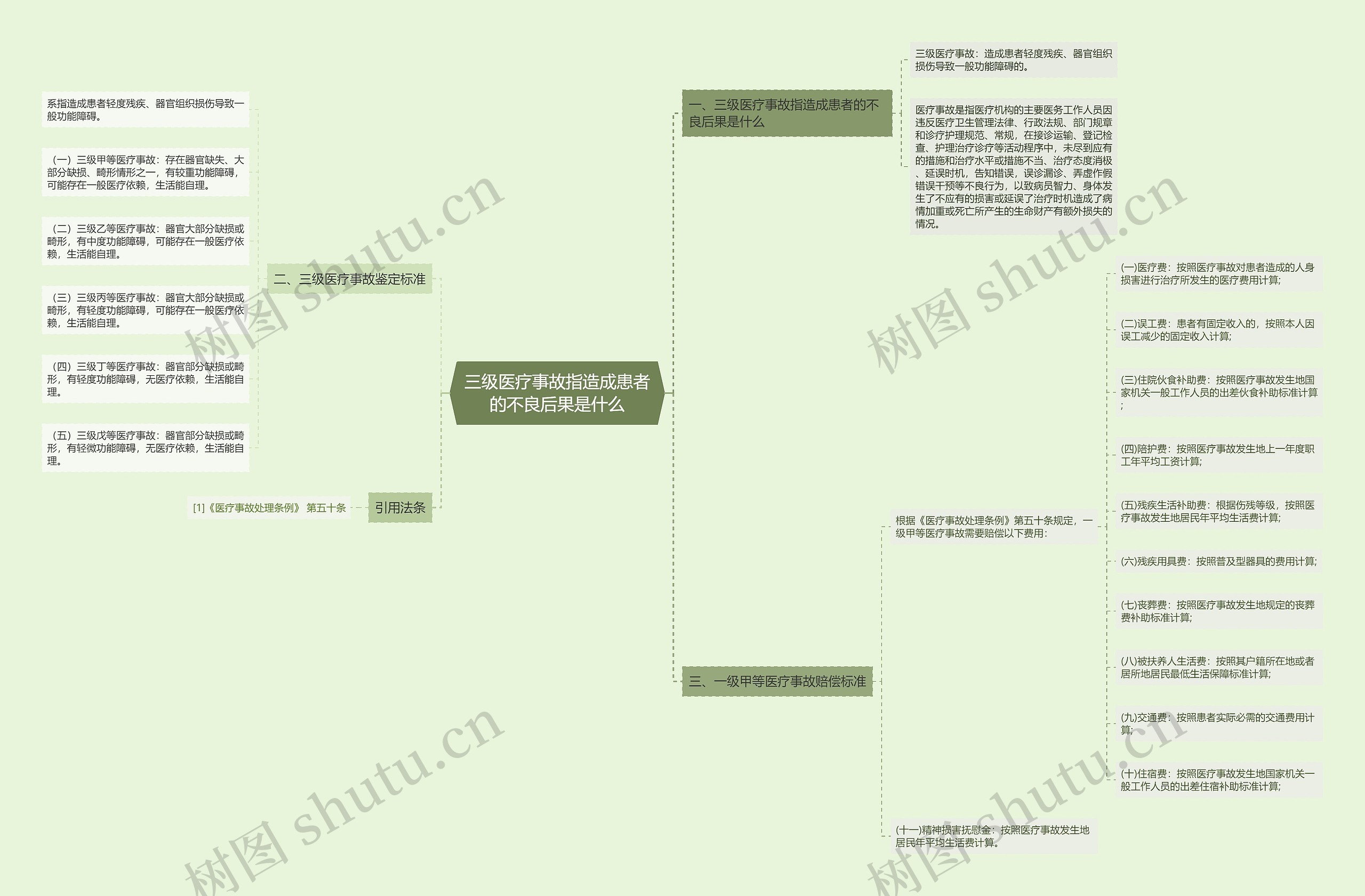 三级医疗事故指造成患者的不良后果是什么思维导图