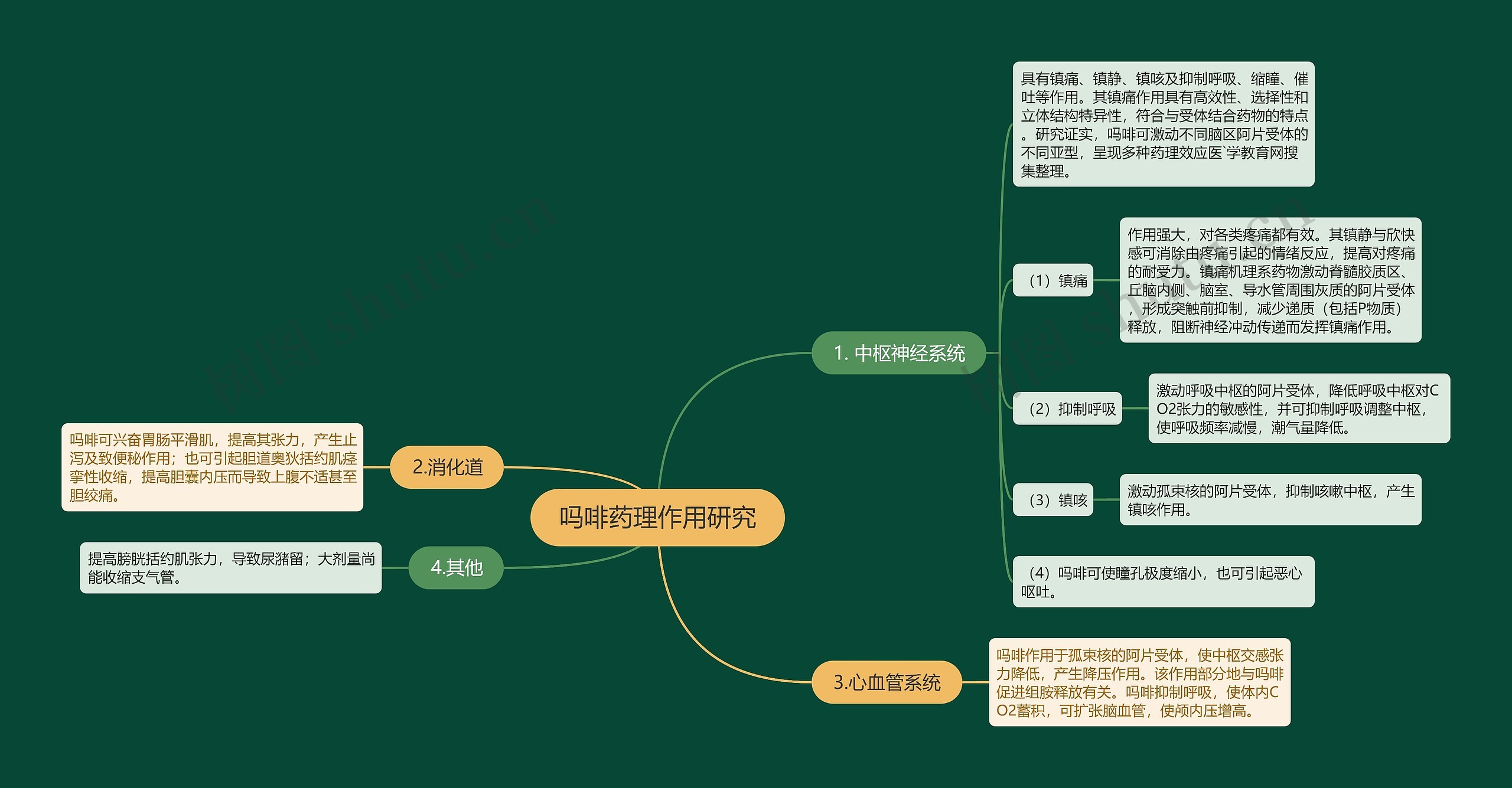 吗啡药理作用研究思维导图