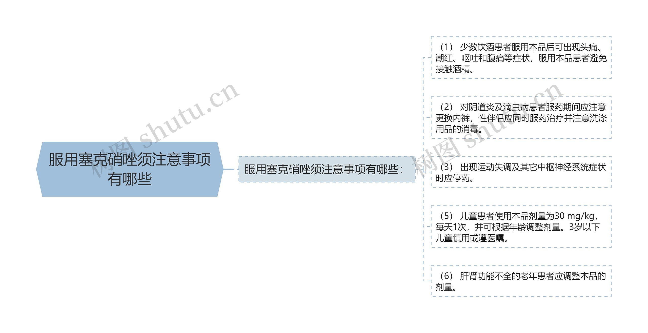 服用塞克硝唑须注意事项有哪些思维导图