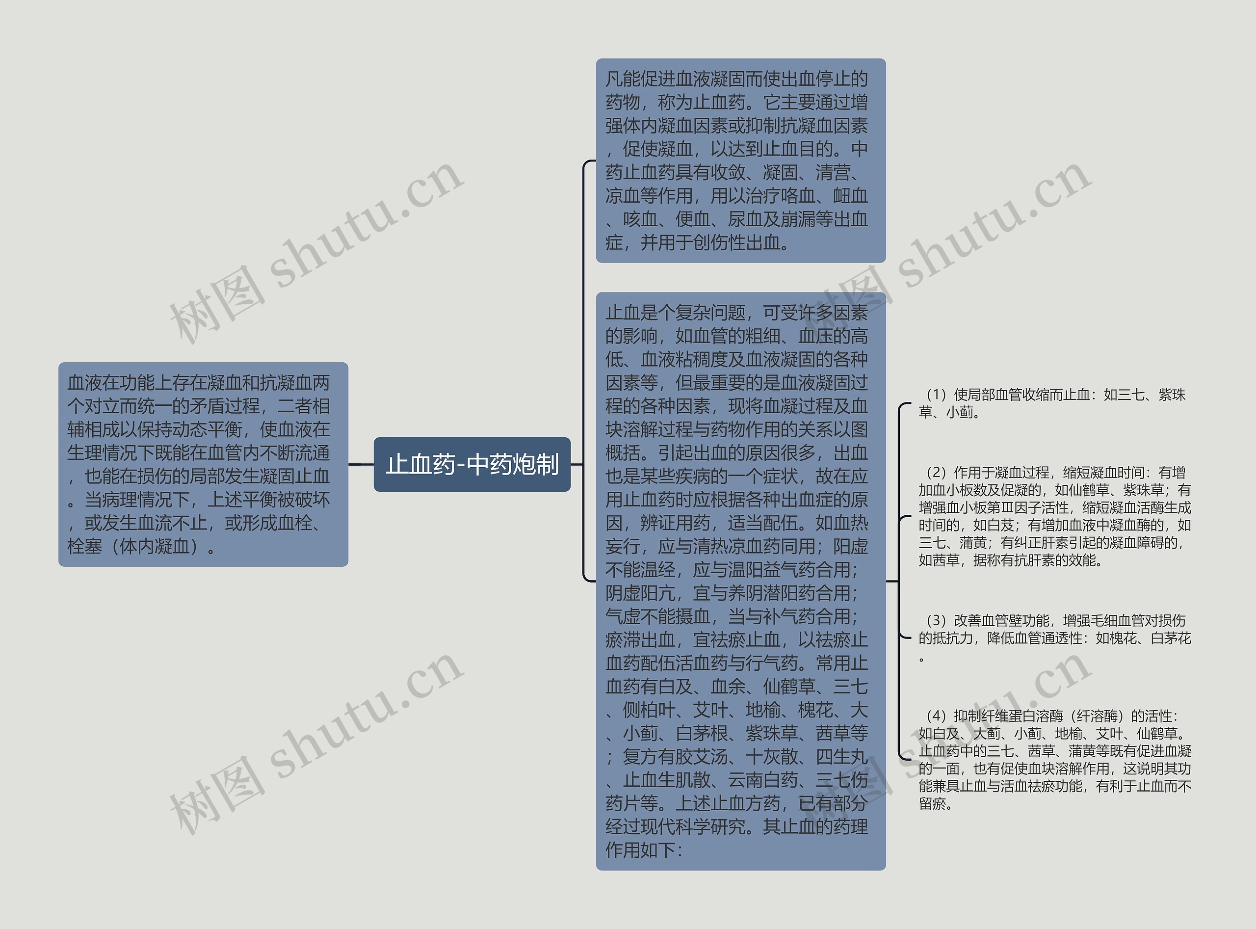 止血药-中药炮制思维导图