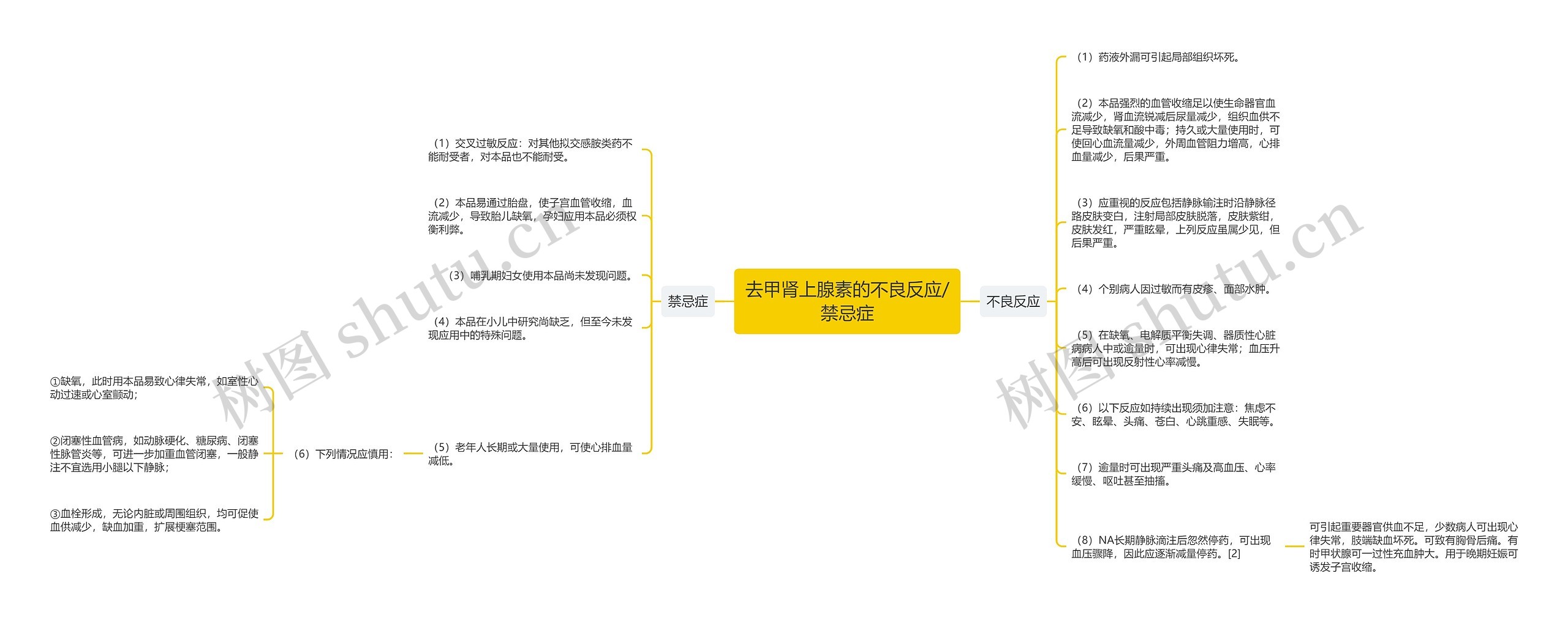 去甲肾上腺素的不良反应/禁忌症