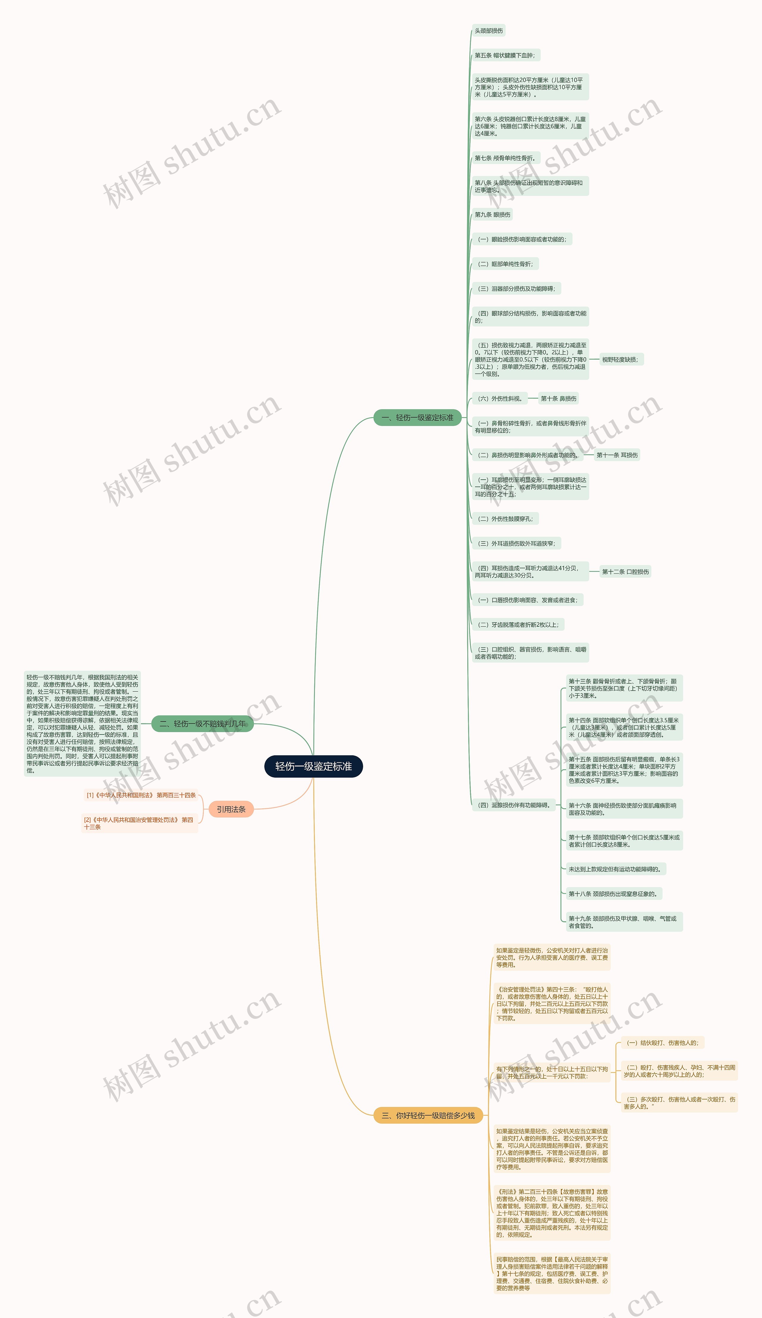 轻伤一级鉴定标准思维导图高清图 轻伤一级鉴定标准思维导图