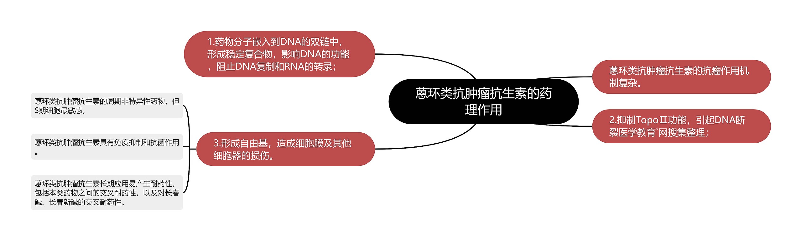 蒽环类抗肿瘤抗生素的药理作用思维导图