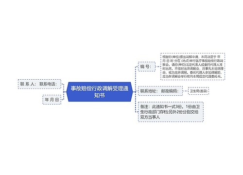 事故赔偿行政调解受理通知书