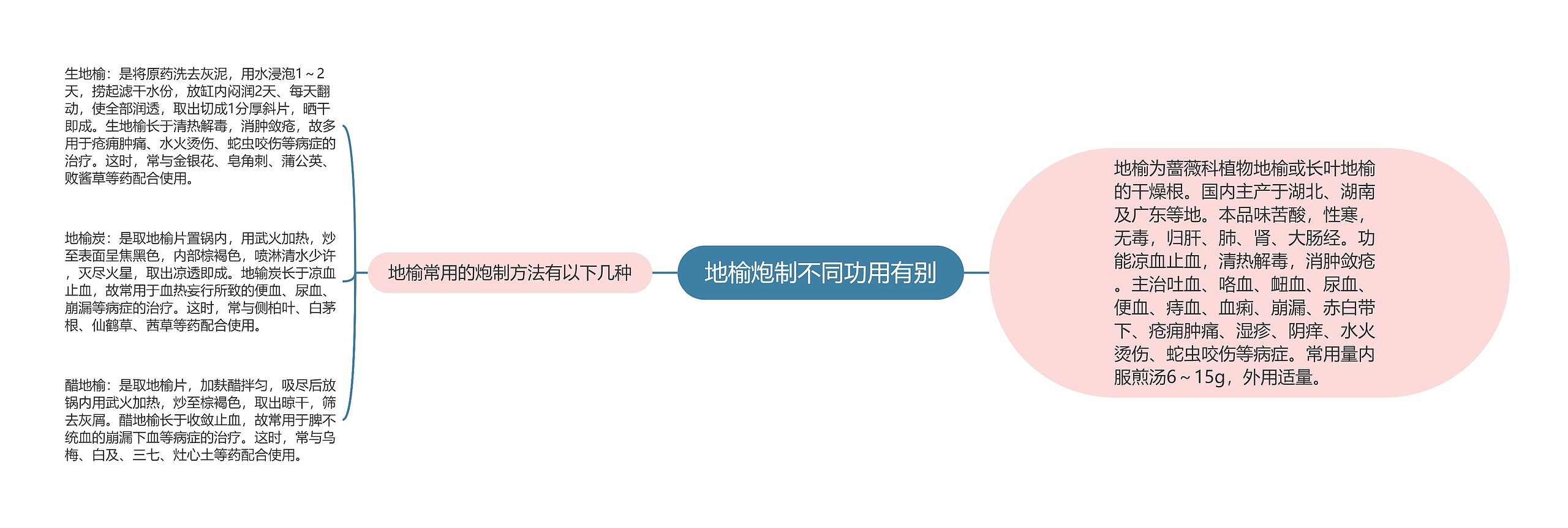 地榆炮制不同功用有别思维导图