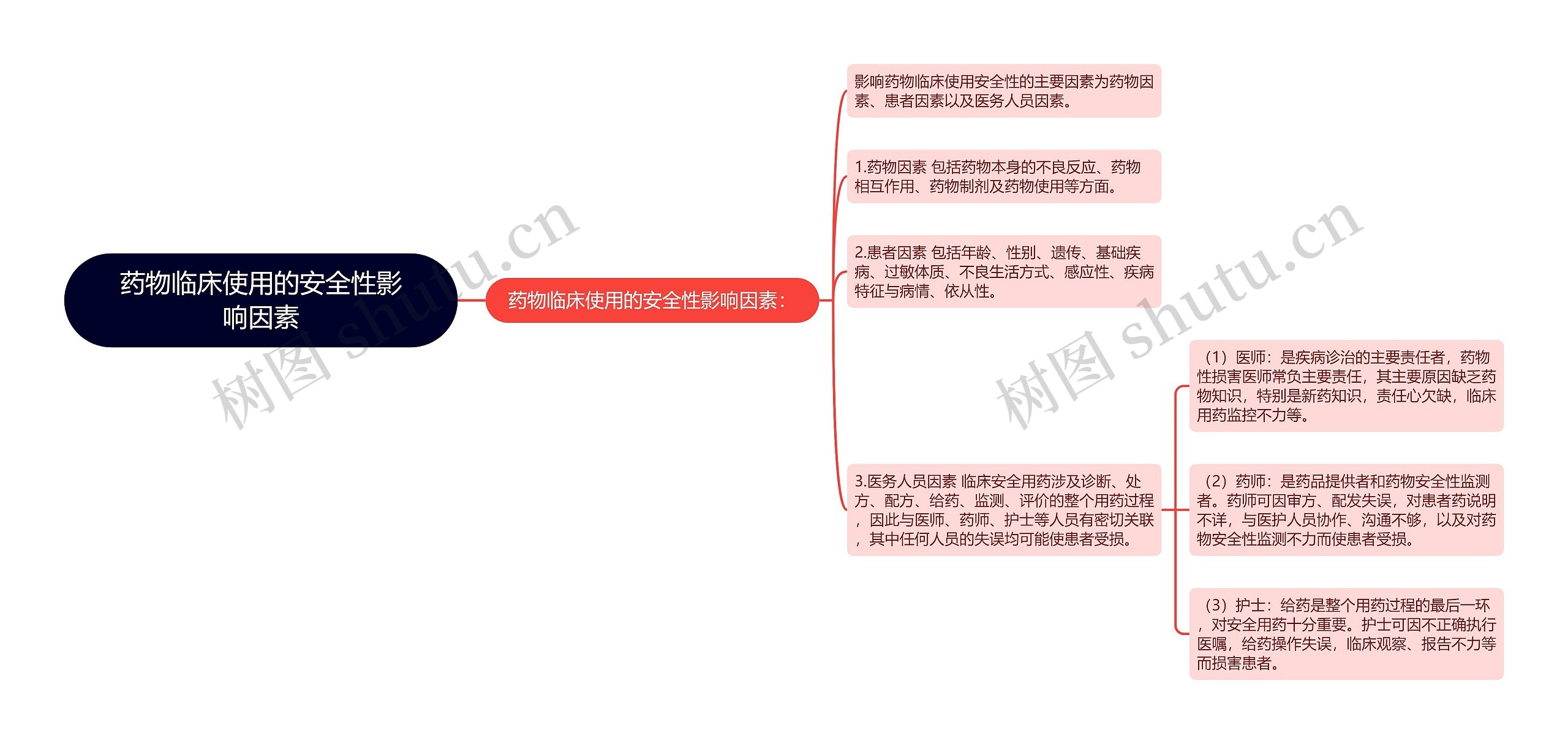 药物临床使用的安全性影响因素思维导图