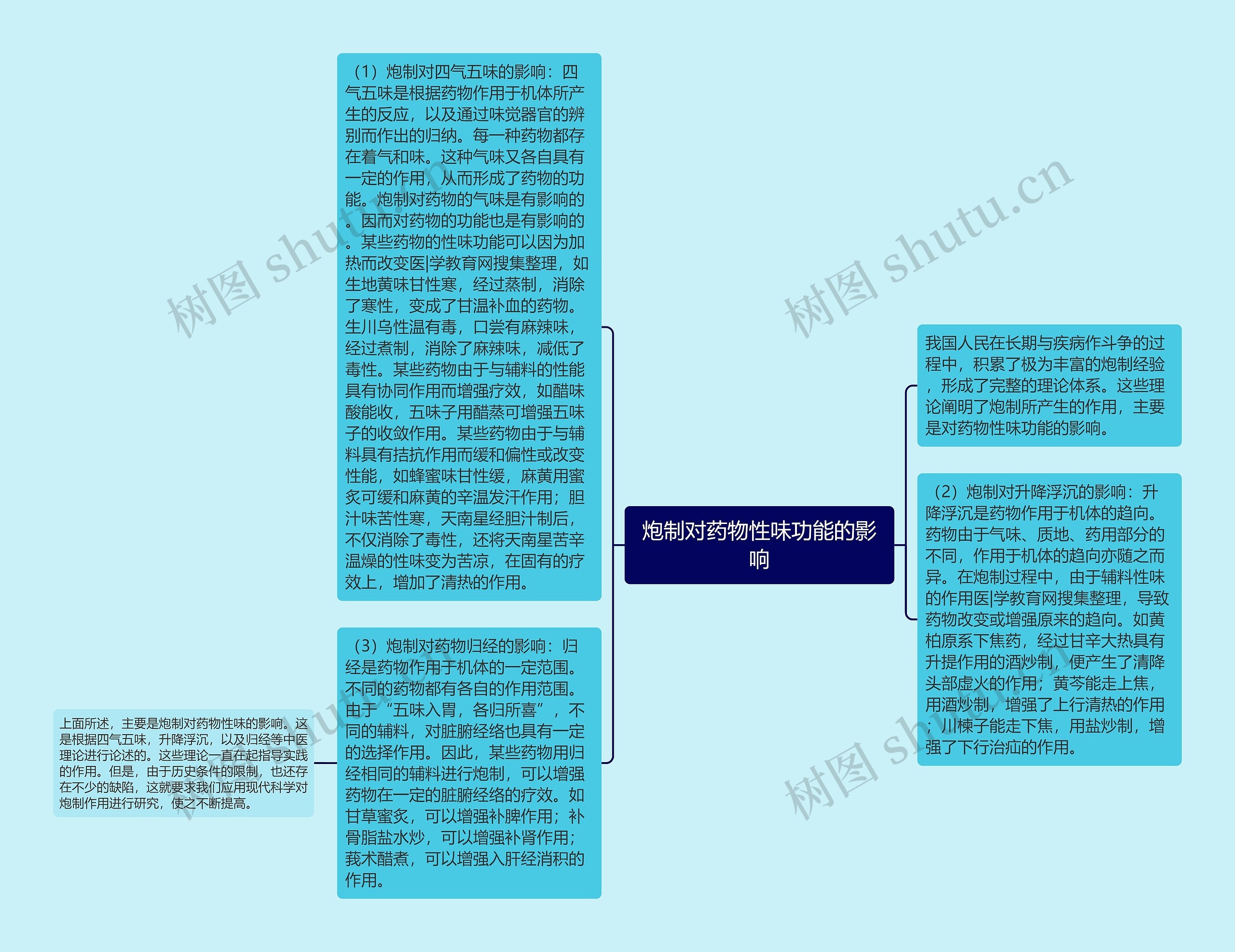 炮制对药物性味功能的影响思维导图