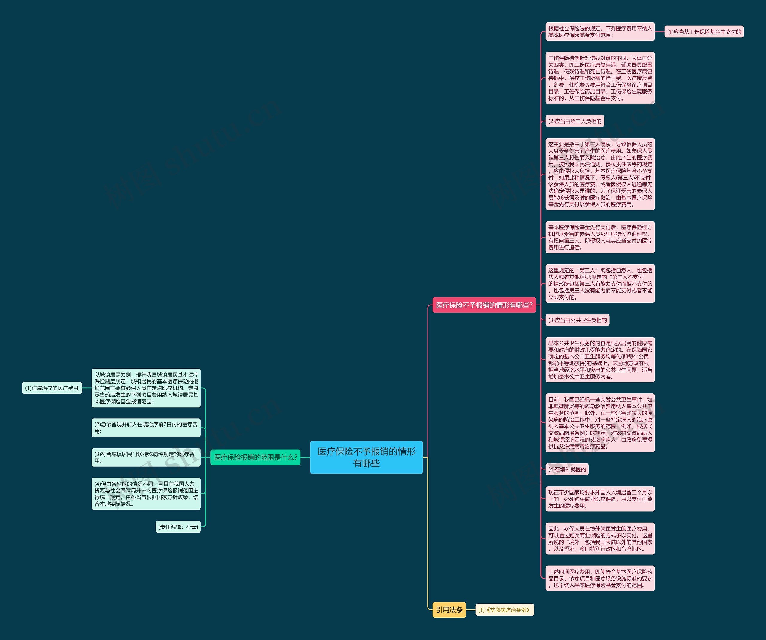 医疗保险不予报销的情形有哪些思维导图