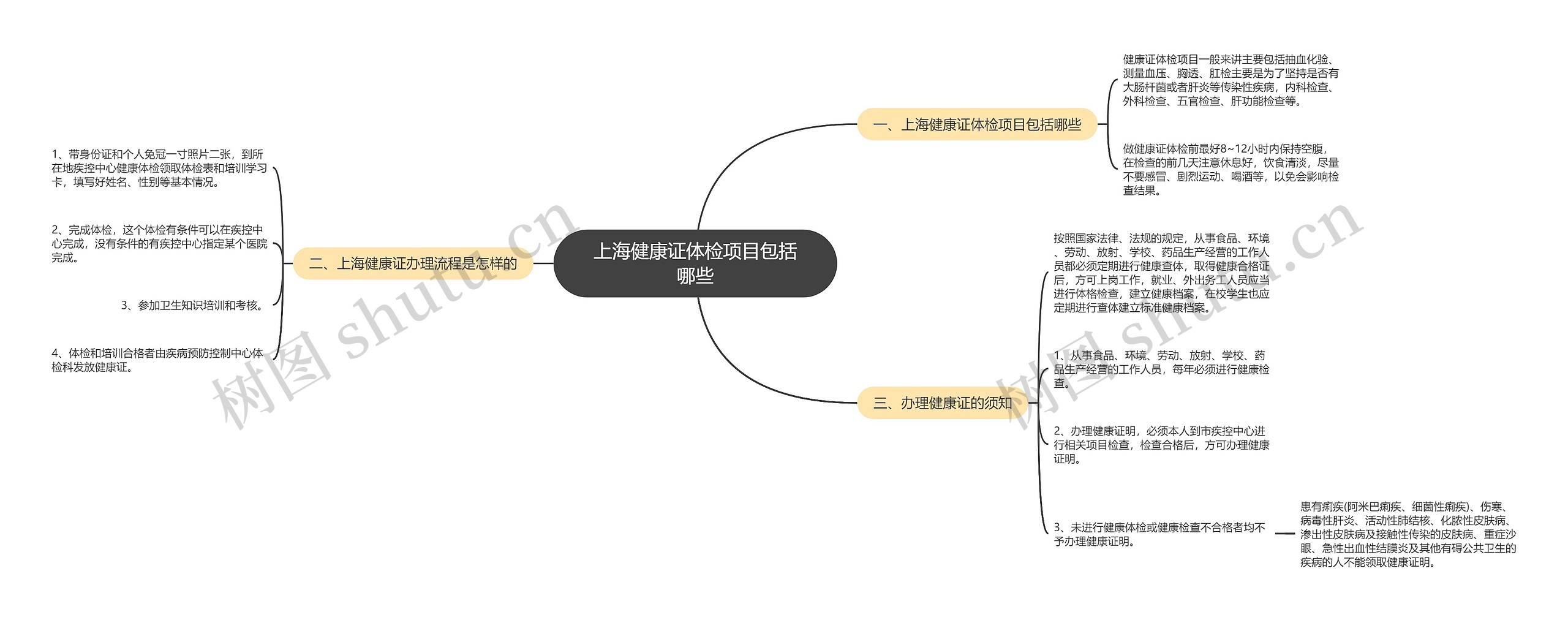 上海健康证体检项目包括哪些思维导图