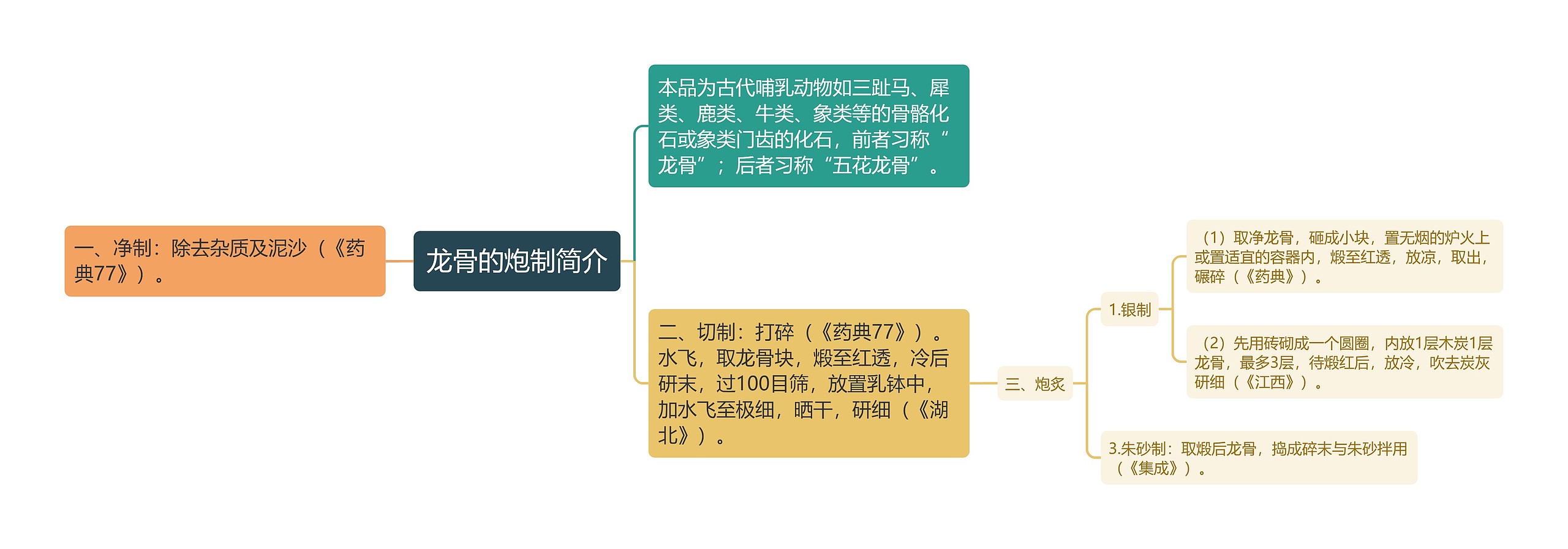 龙骨的炮制简介思维导图