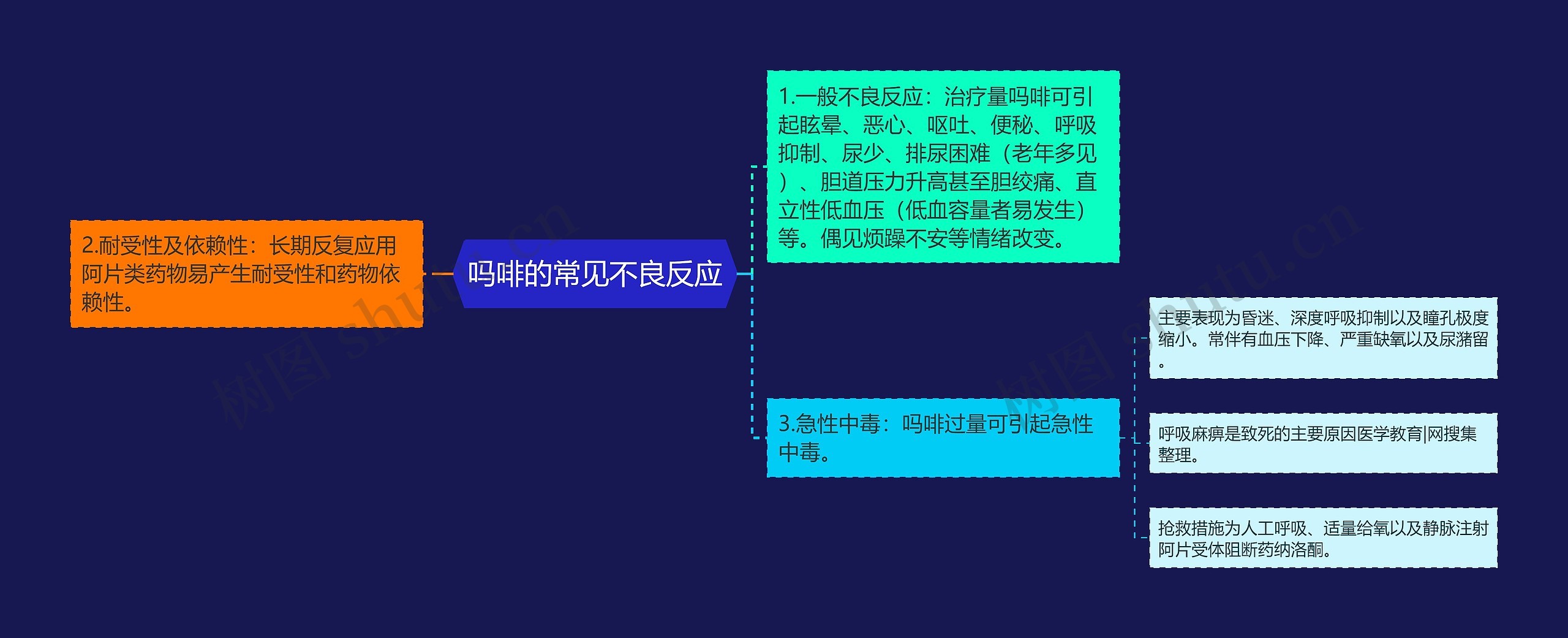 吗啡的常见不良反应思维导图