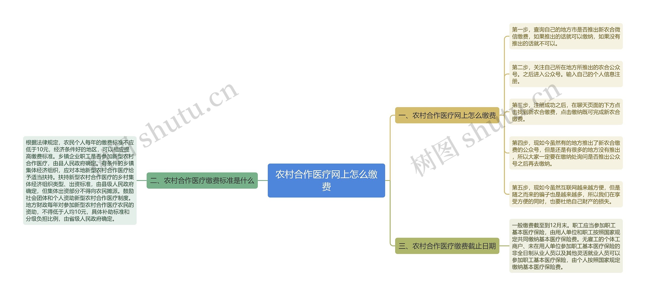 农村合作医疗网上怎么缴费思维导图