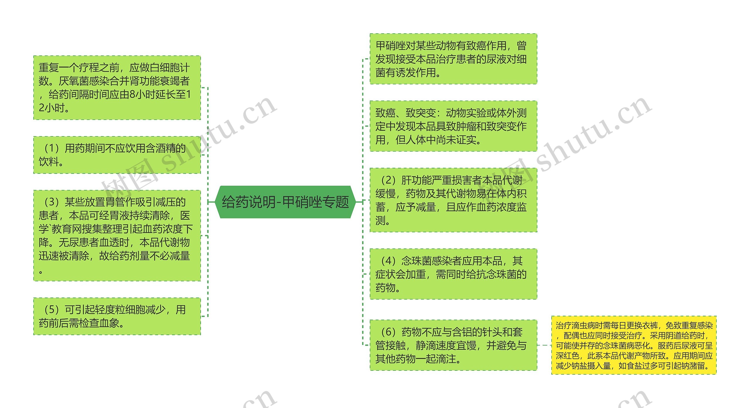 给药说明-甲硝唑专题思维导图