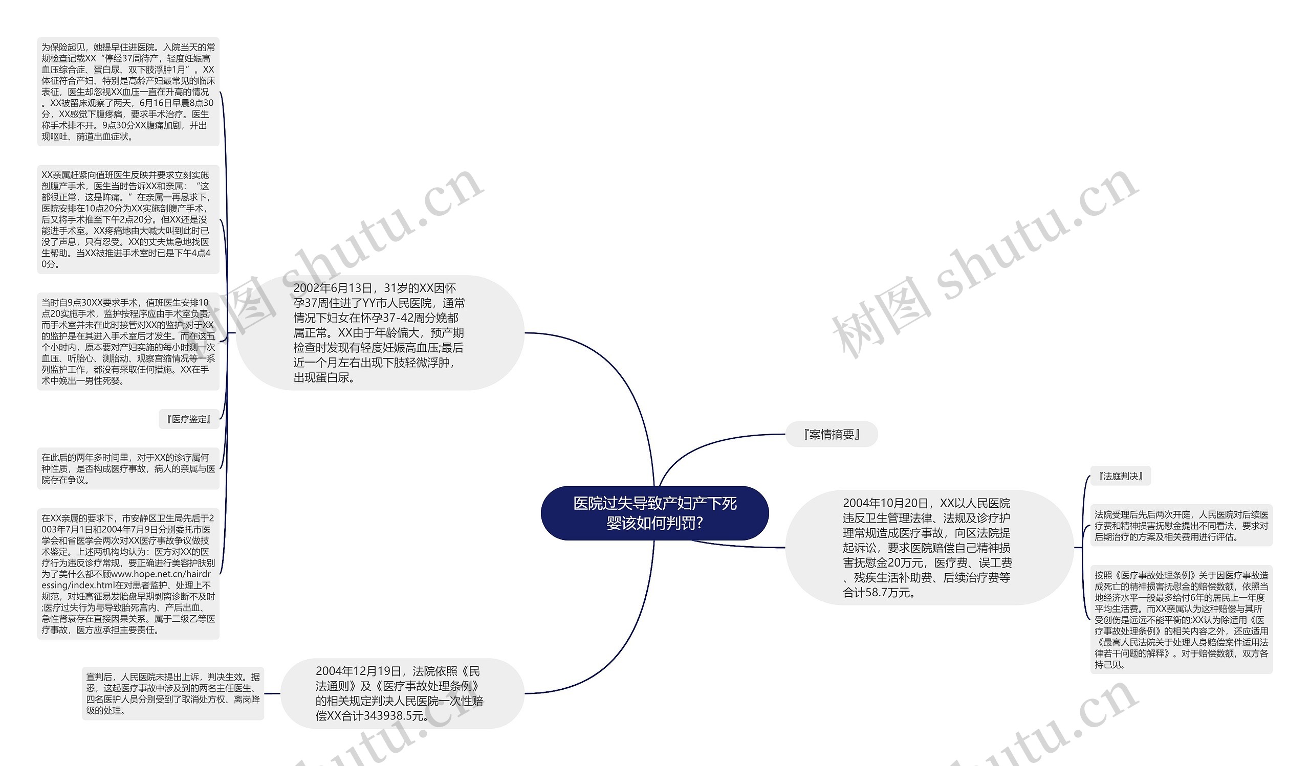 医院过失导致产妇产下死婴该如何判罚?思维导图