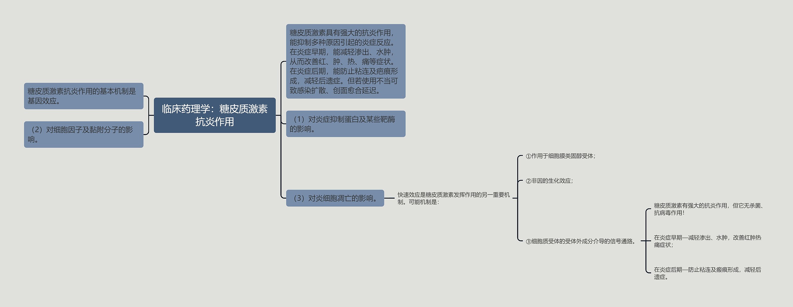 临床药理学：糖皮质激素抗炎作用思维导图