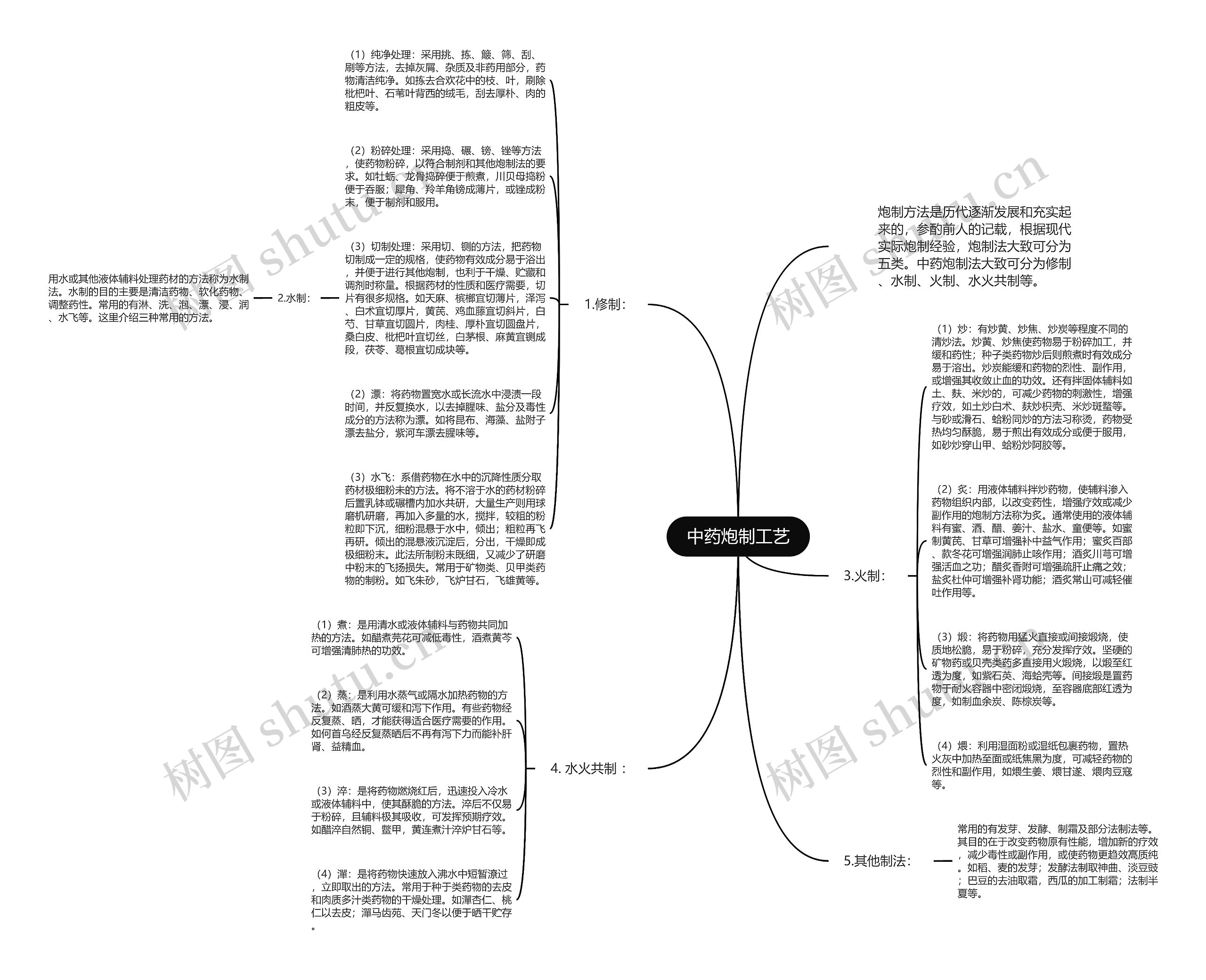 中药炮制工艺思维导图
