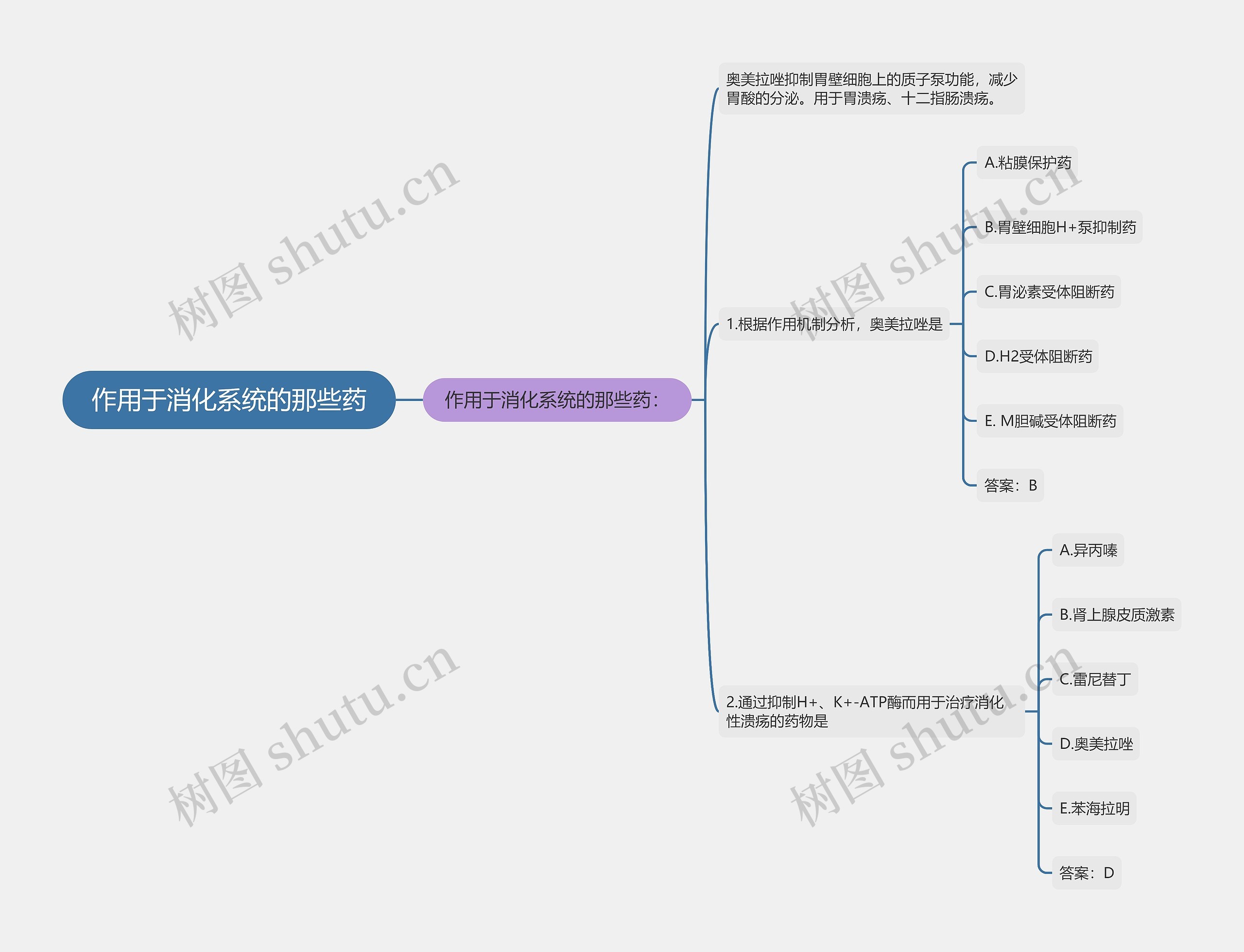 作用于消化系统的那些药思维导图