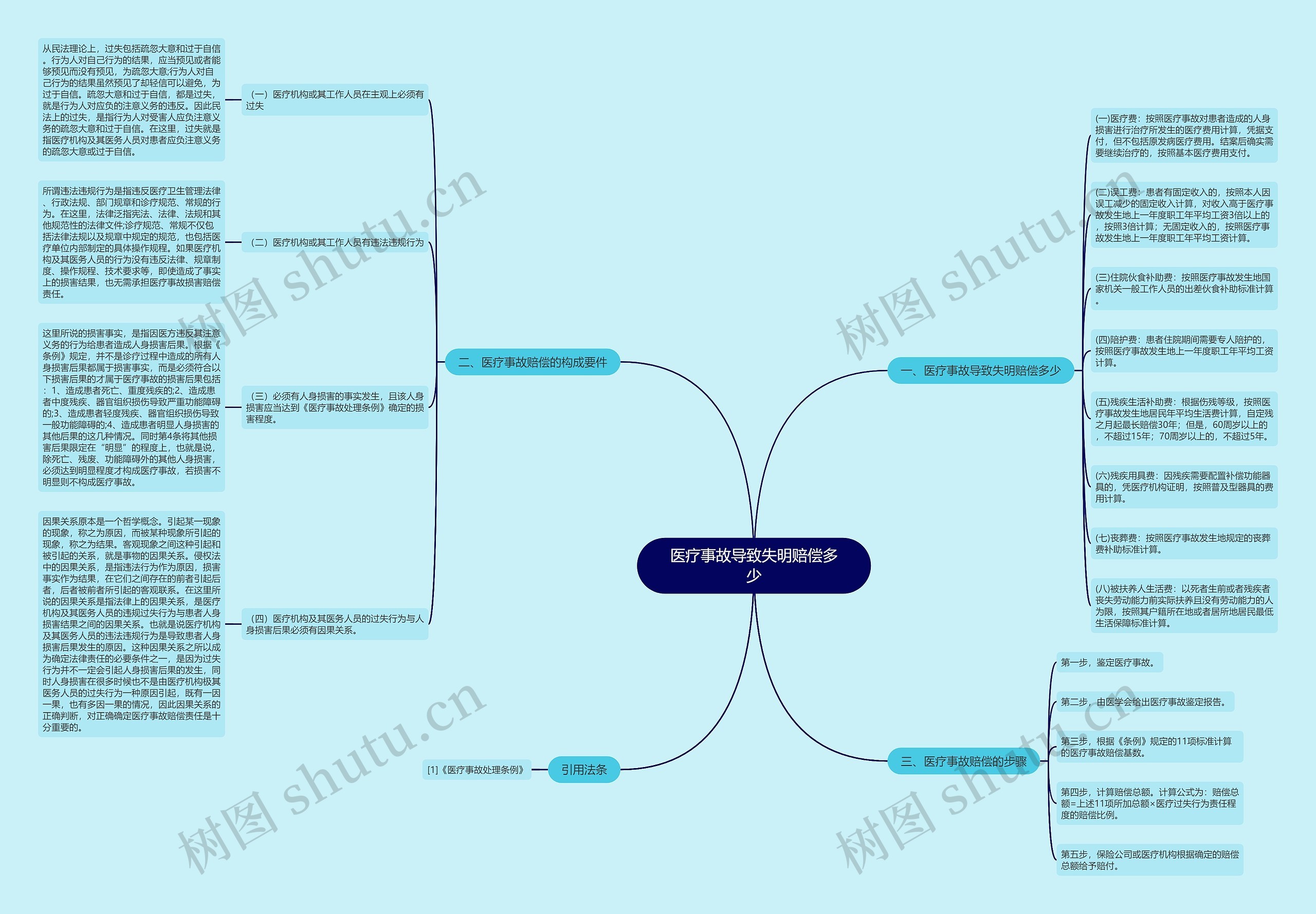 医疗事故导致失明赔偿多少思维导图