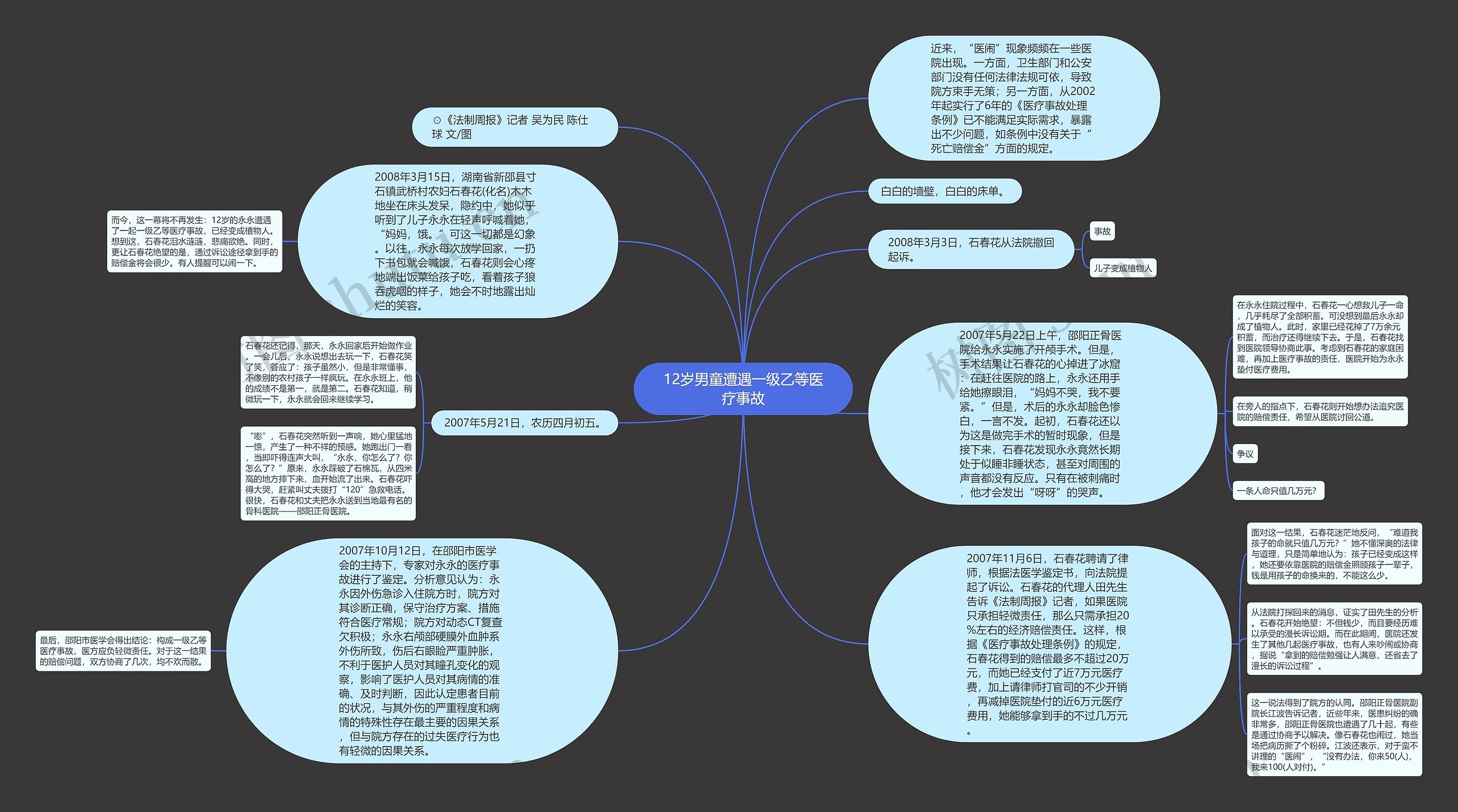 12岁男童遭遇一级乙等医疗事故思维导图