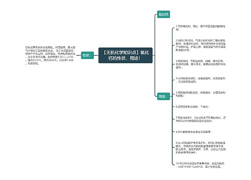 【无机化学知识点】氧化钙的性状、用途！