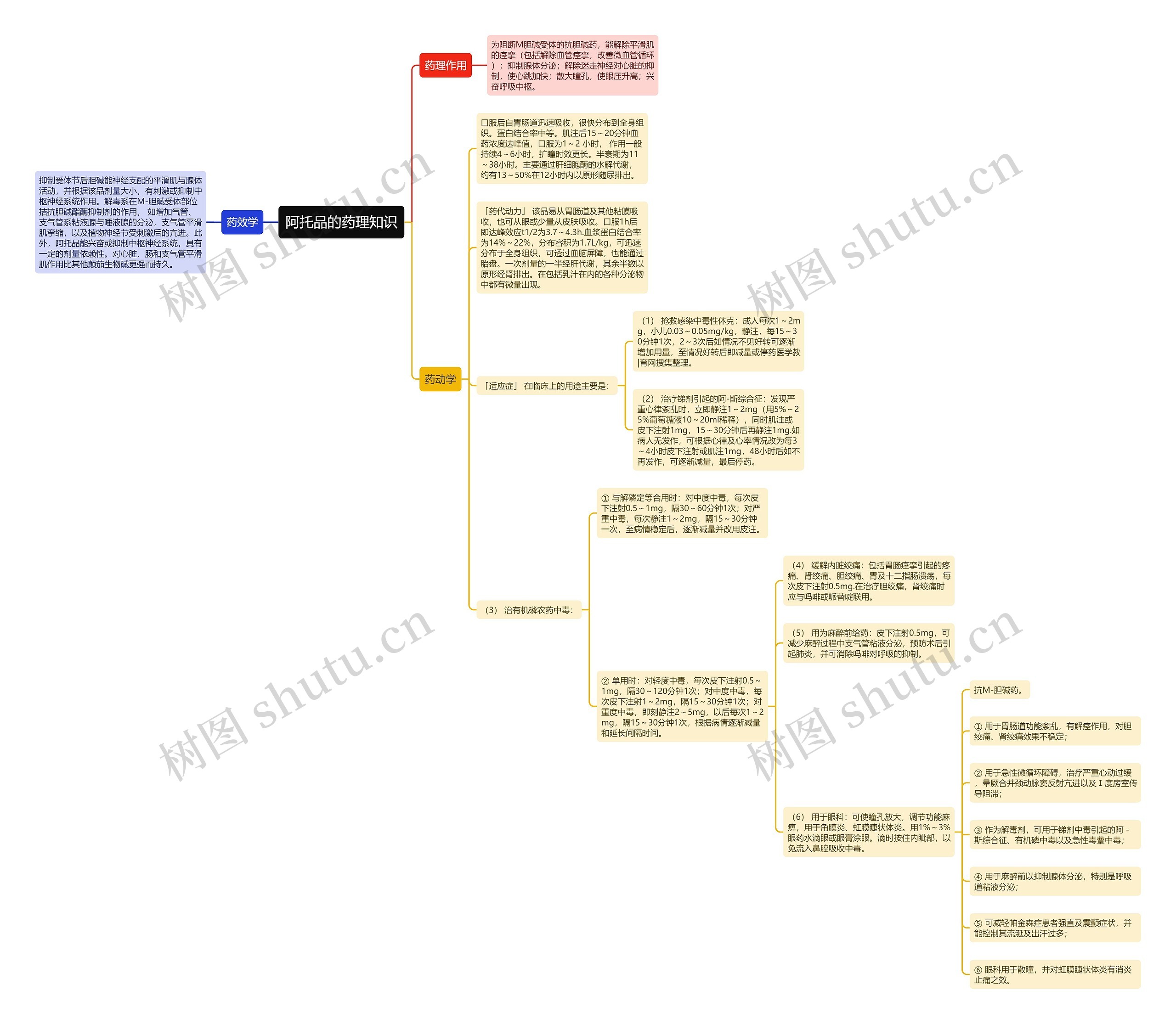 阿托品的药理知识思维导图