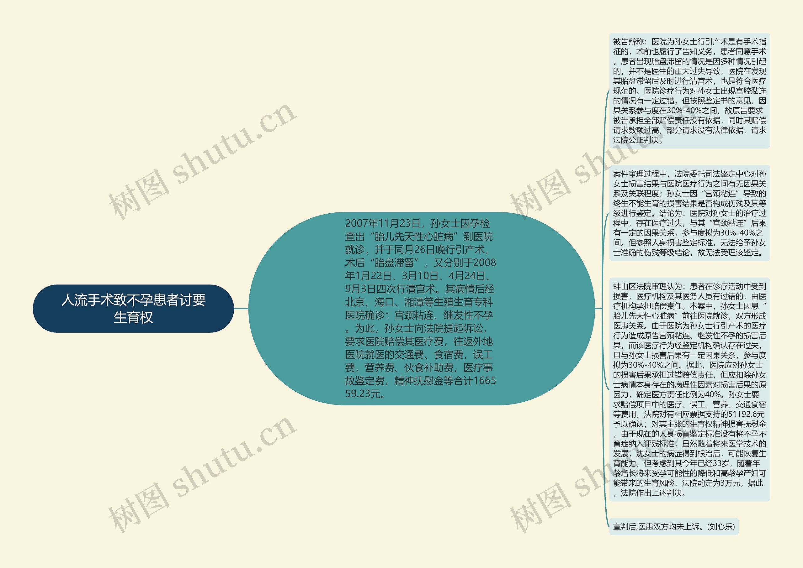 人流手术致不孕患者讨要生育权思维导图