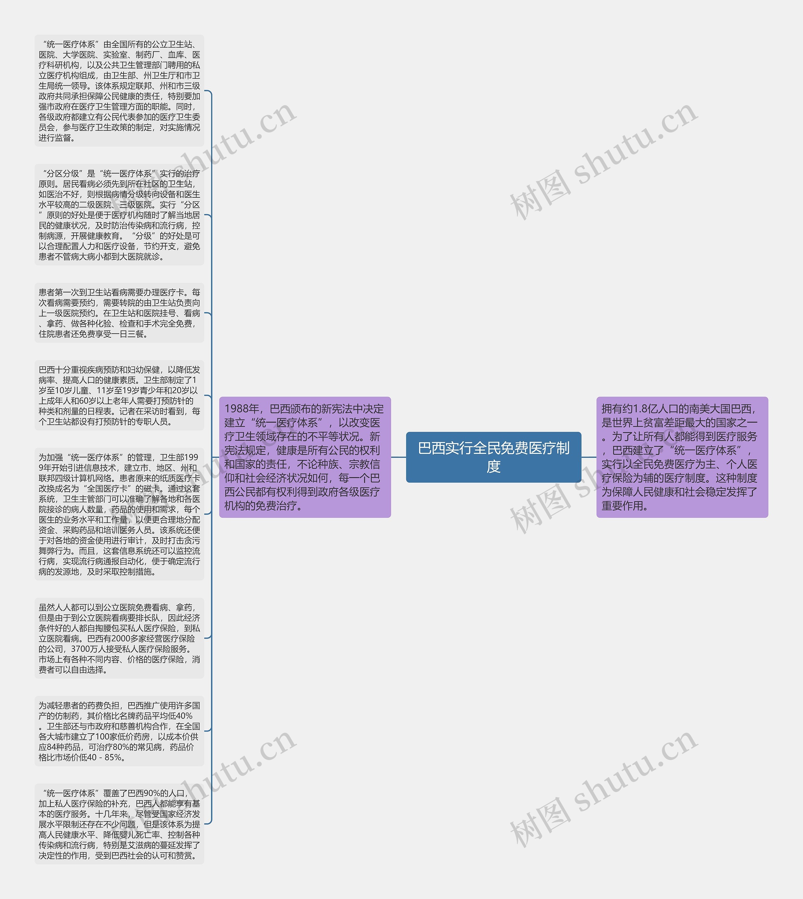 巴西实行全民免费医疗制度思维导图