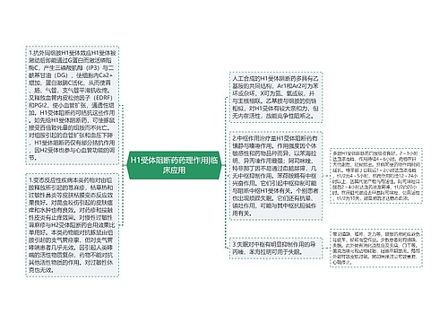 H1受体阻断药药理作用|临床应用