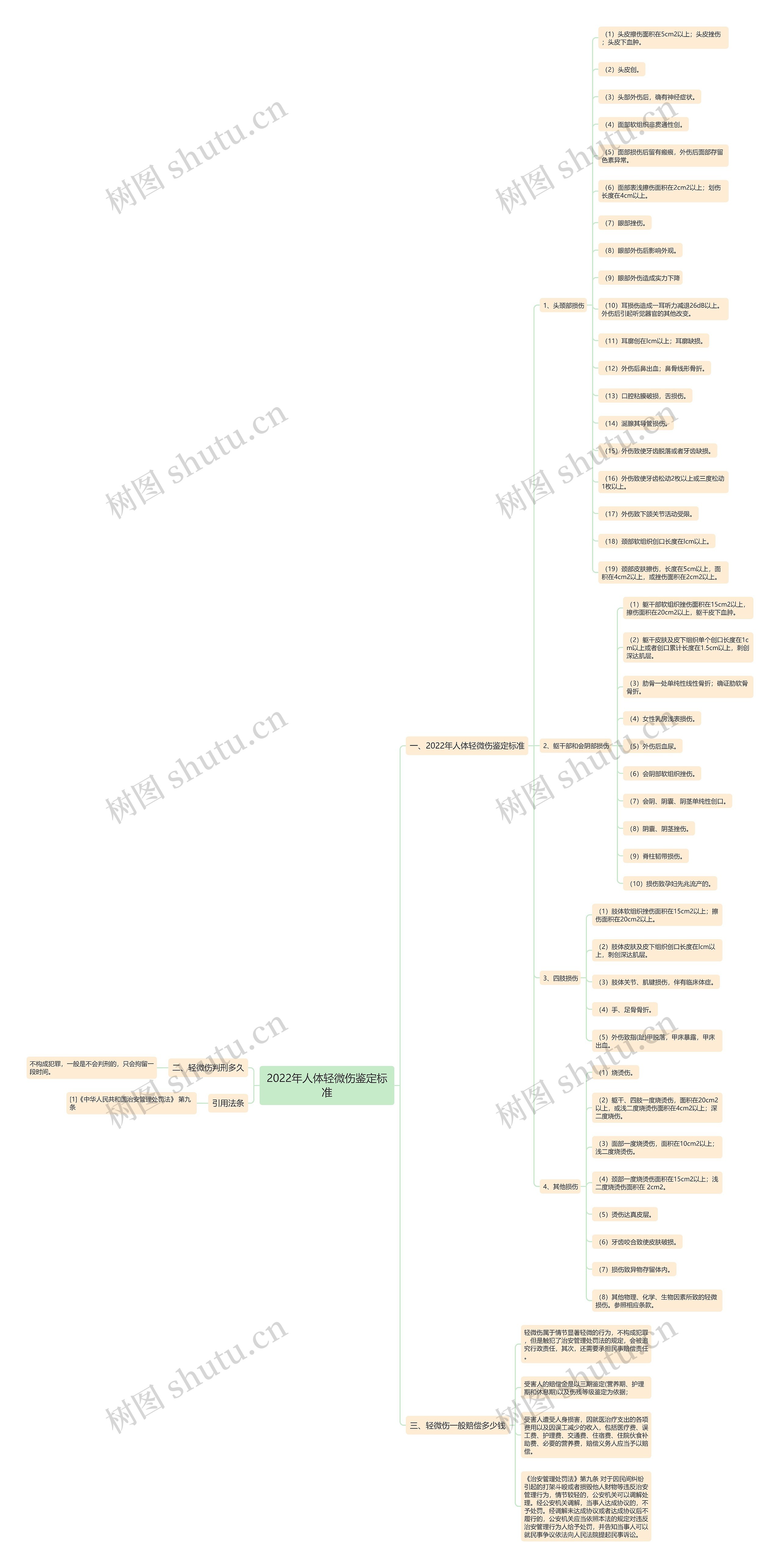 2022年人体轻微伤鉴定标准思维导图