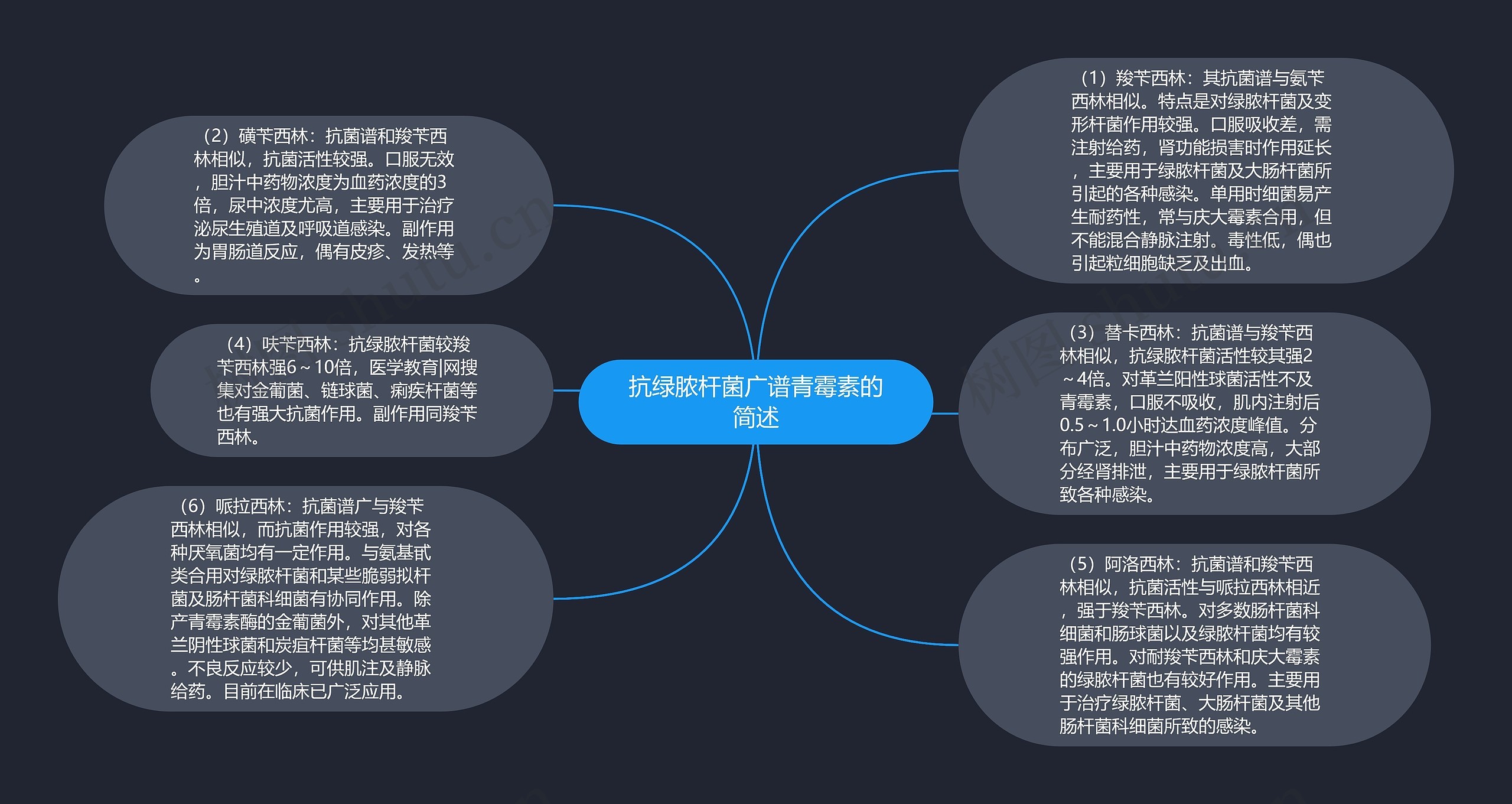 抗绿脓杆菌广谱青霉素的简述思维导图