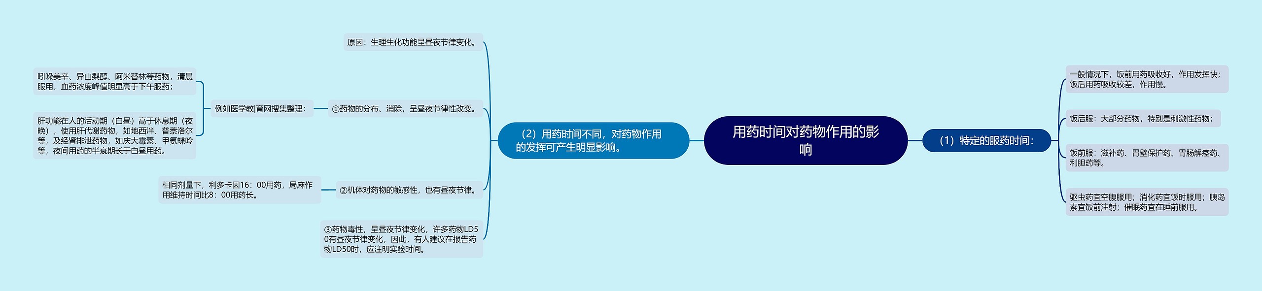 用药时间对药物作用的影响思维导图