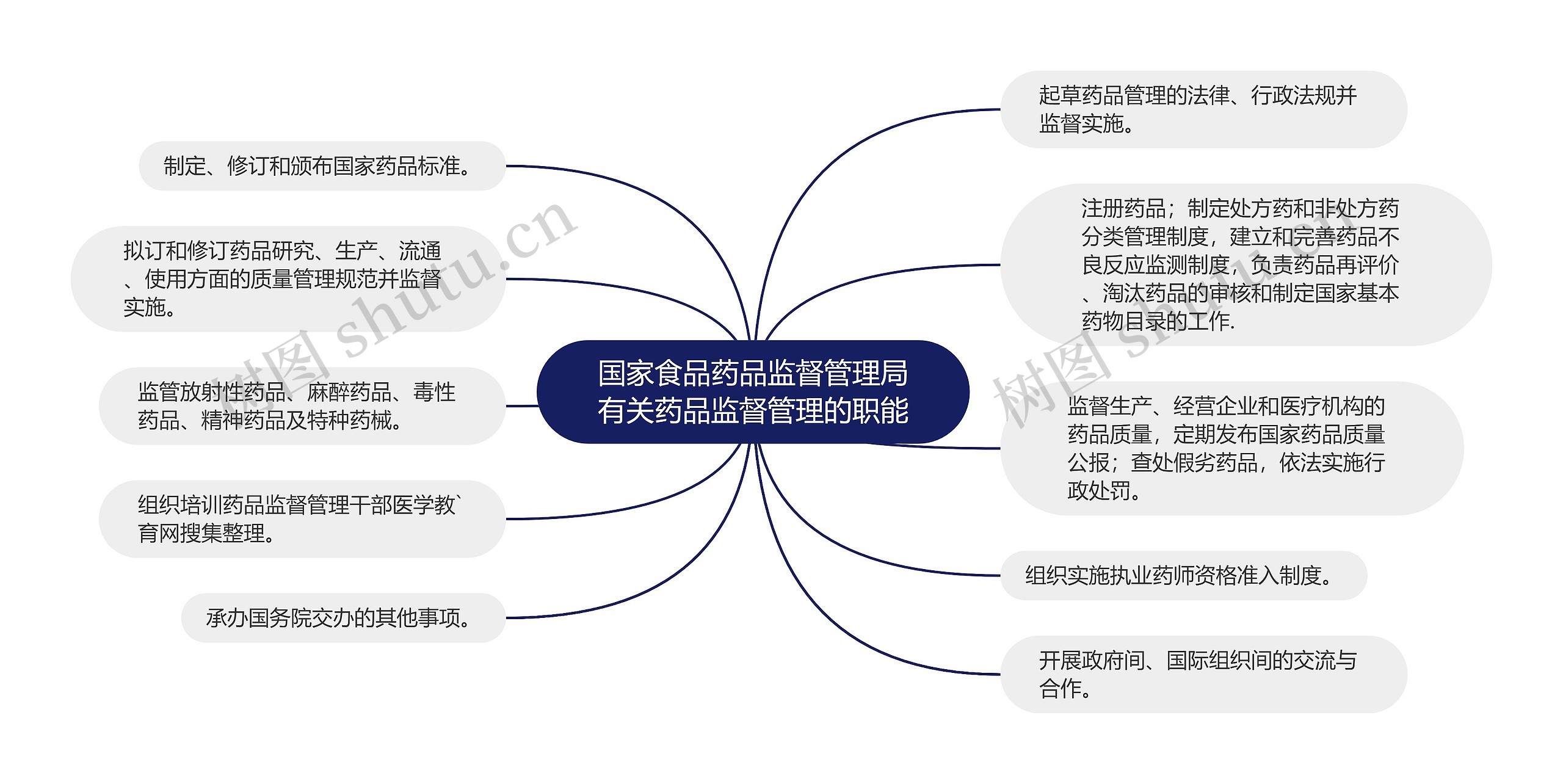 国家食品药品监督管理局有关药品监督管理的职能思维导图