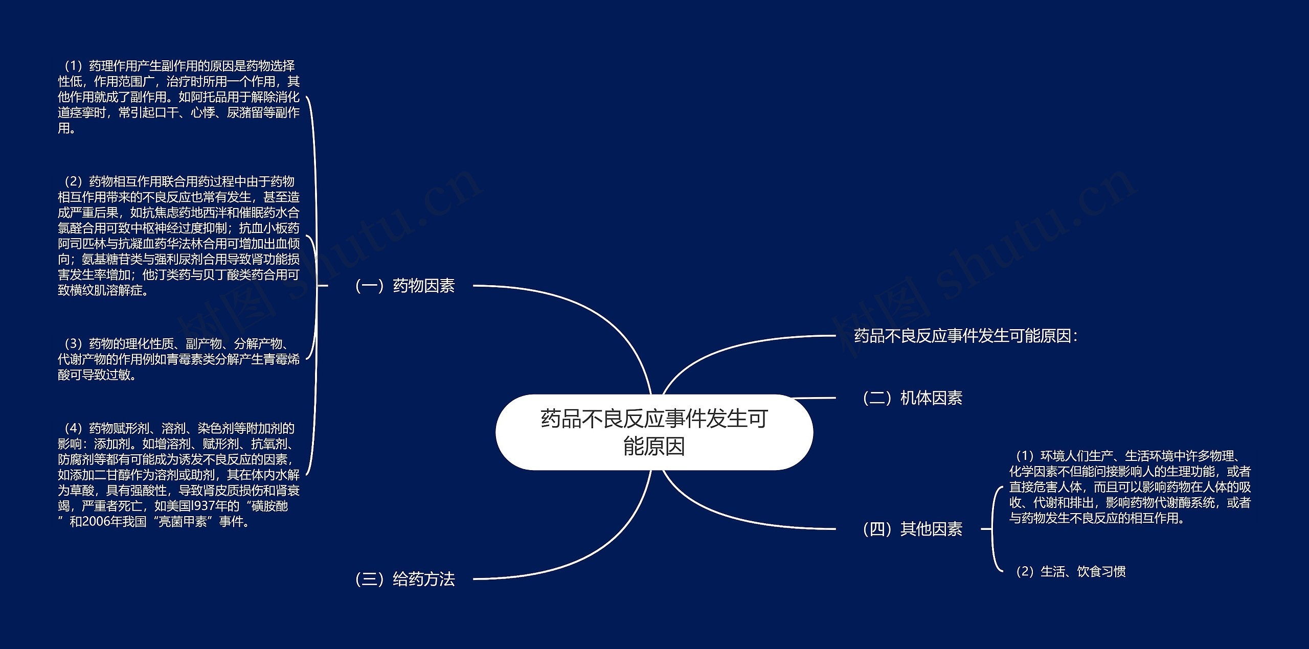 药品不良反应事件发生可能原因思维导图