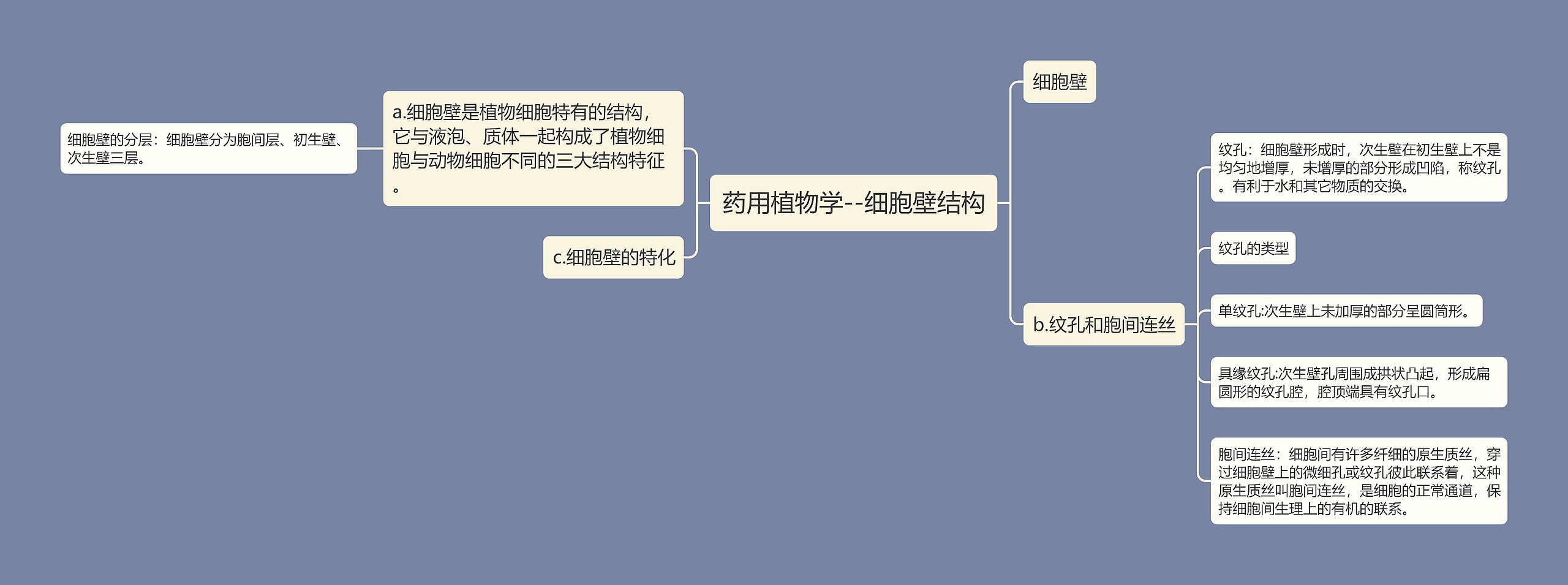 药用植物学--细胞壁结构思维导图