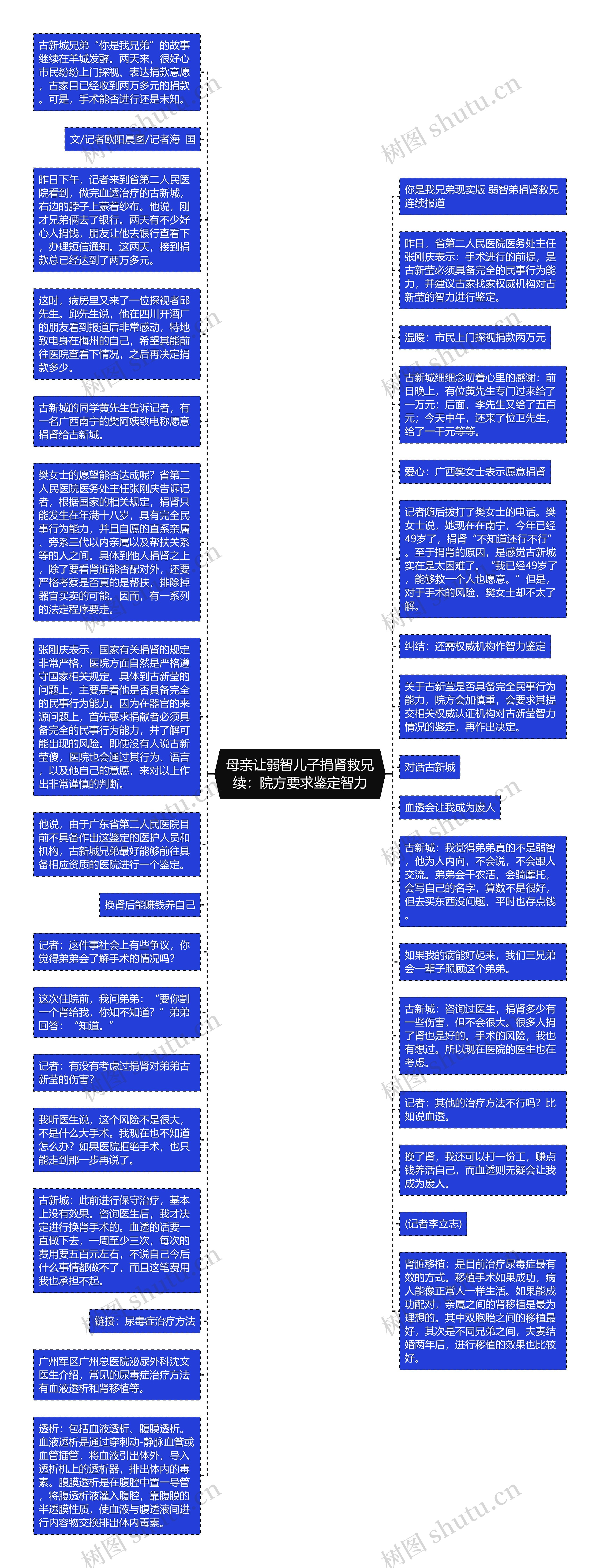 母亲让弱智儿子捐肾救兄续：院方要求鉴定智力思维导图