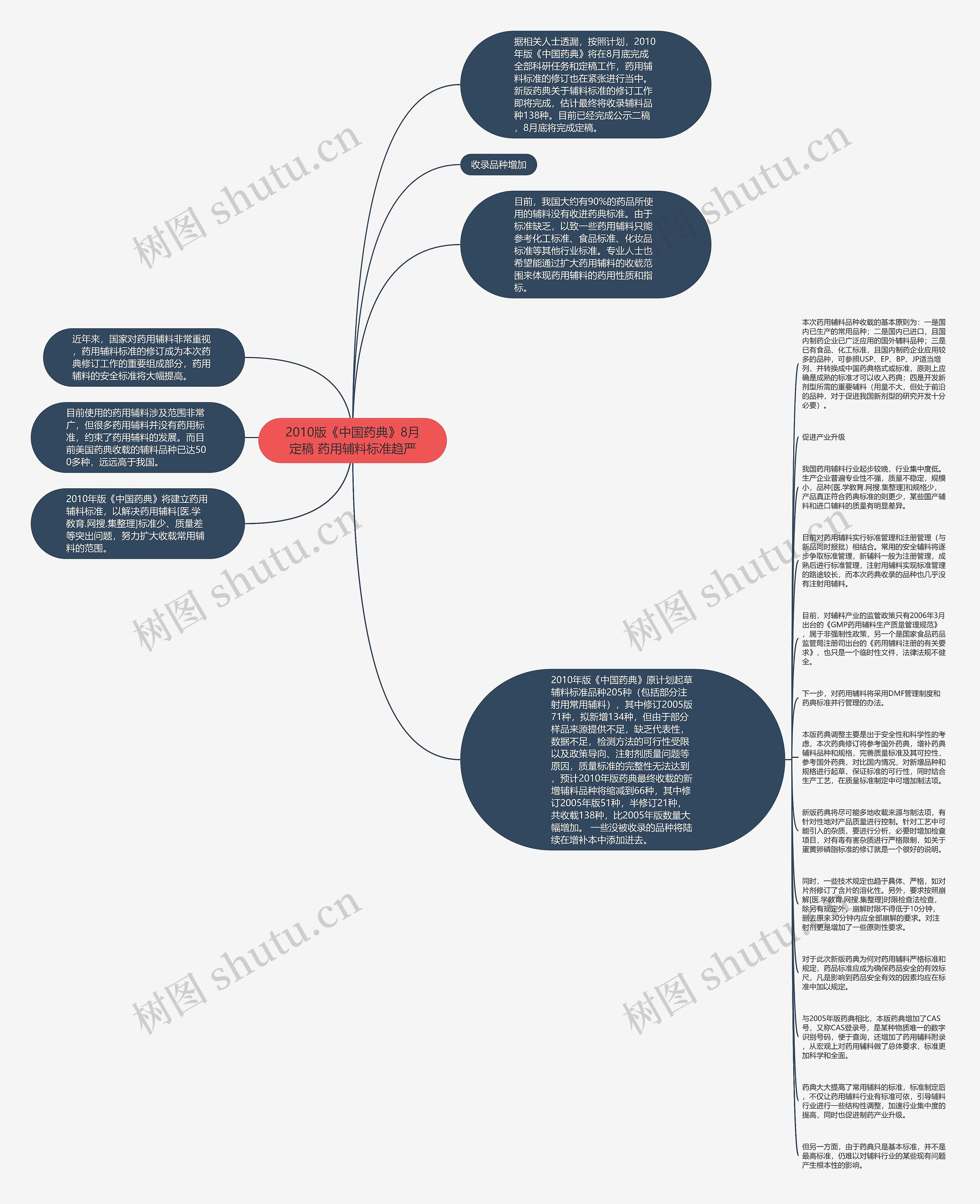 2010版《中国药典》8月定稿 药用辅料标准趋严思维导图