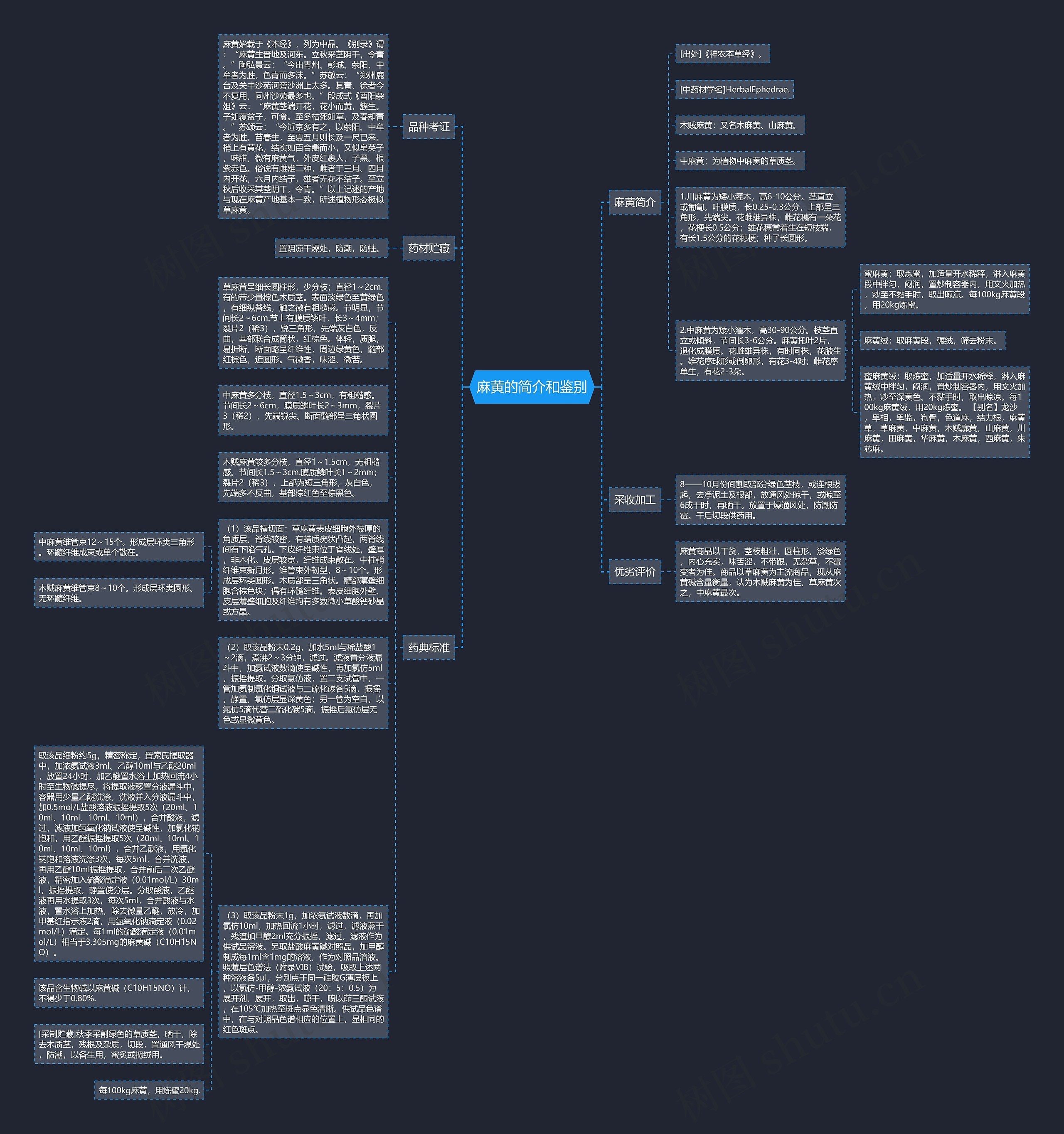 麻黄的简介和鉴别思维导图